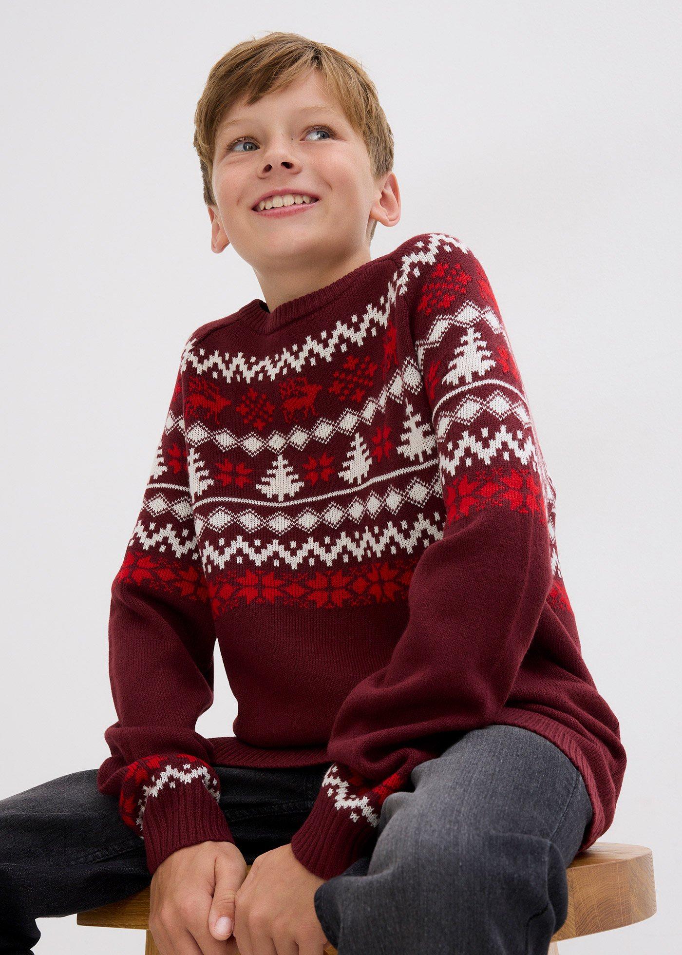 Sweter dziecięcy w norweski wzór - Bonprix