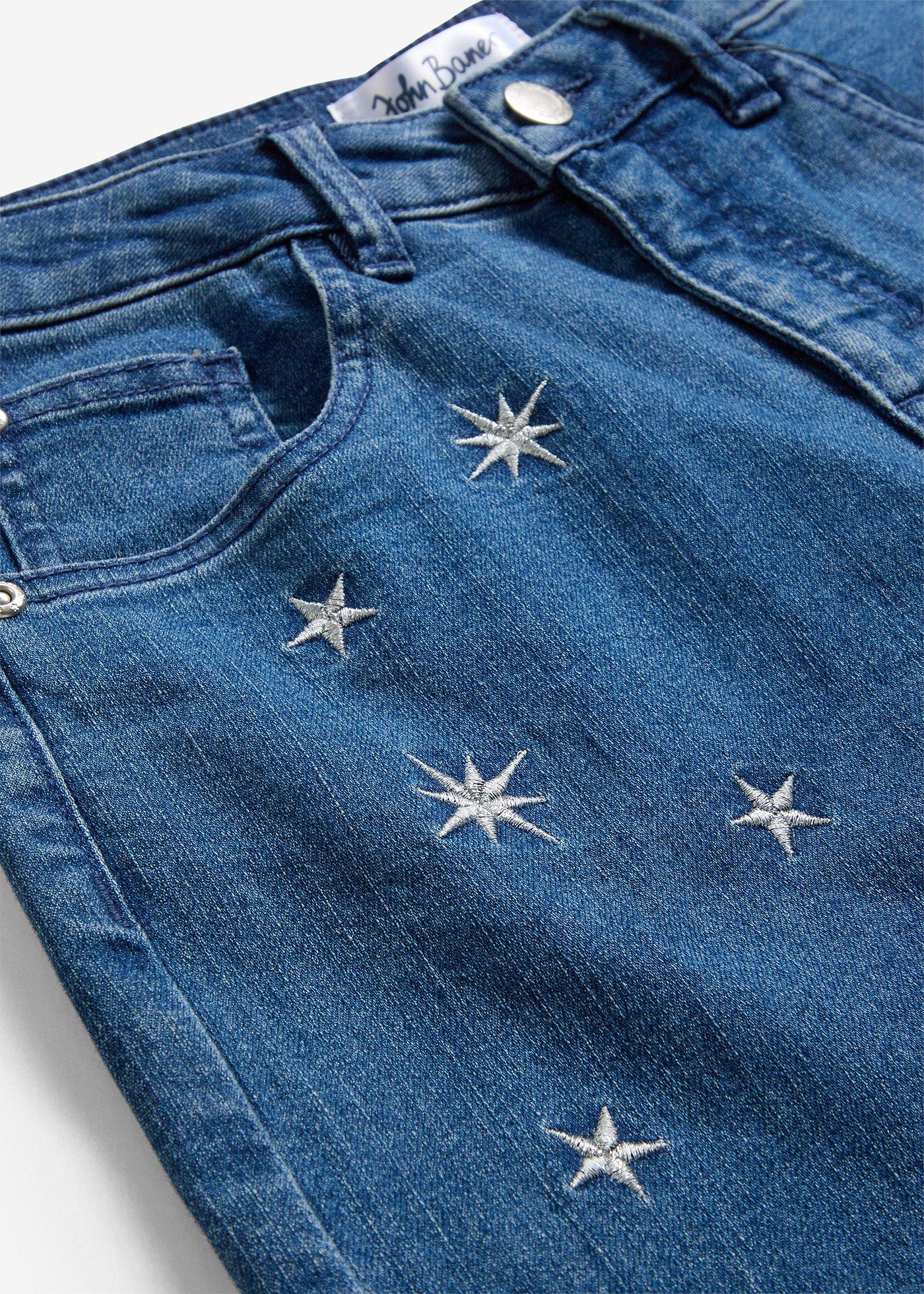 Dżinsy z haftem, Wide Leg - Bonprix