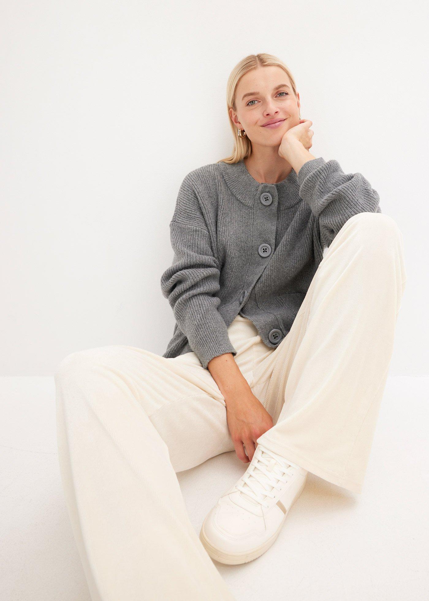 Sweter rozpinany oversize - Bonprix
