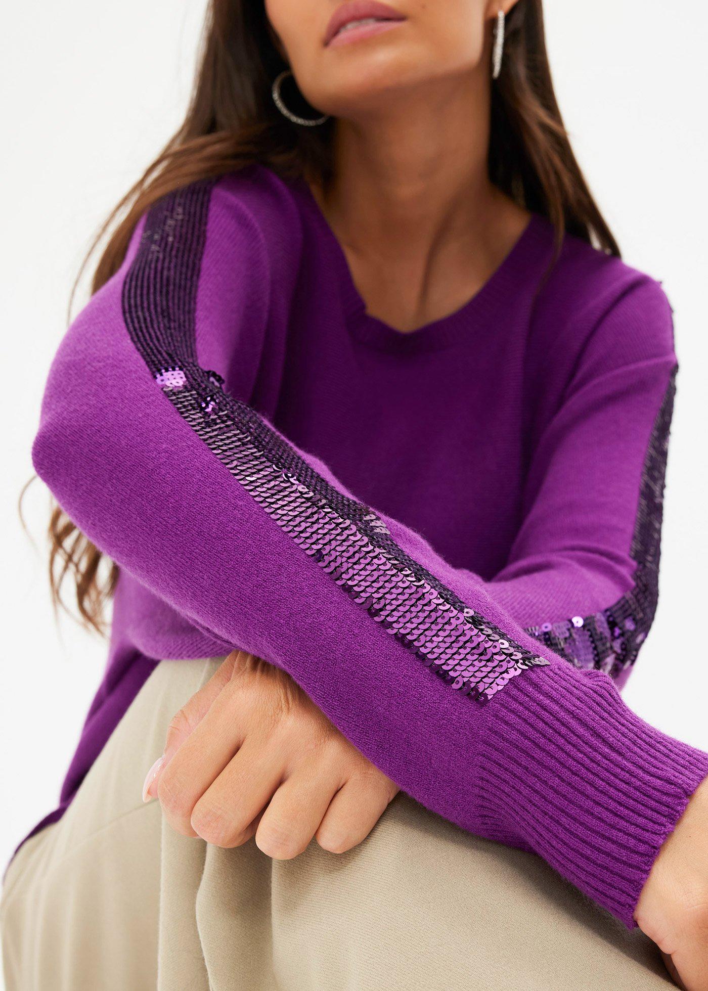 Cienki sweter z cekinami - Bonprix