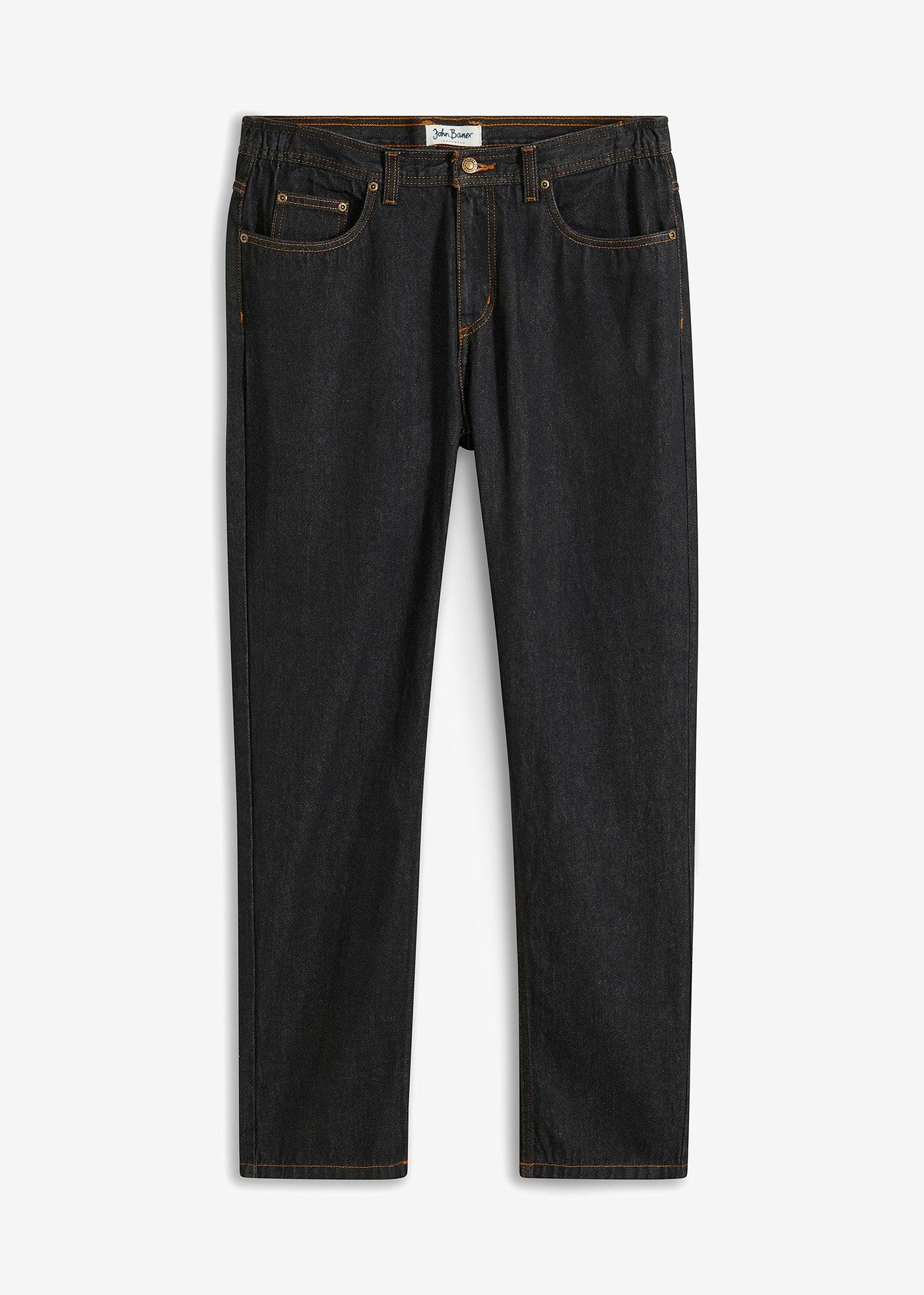 Jean droit classique, taille élastiquée