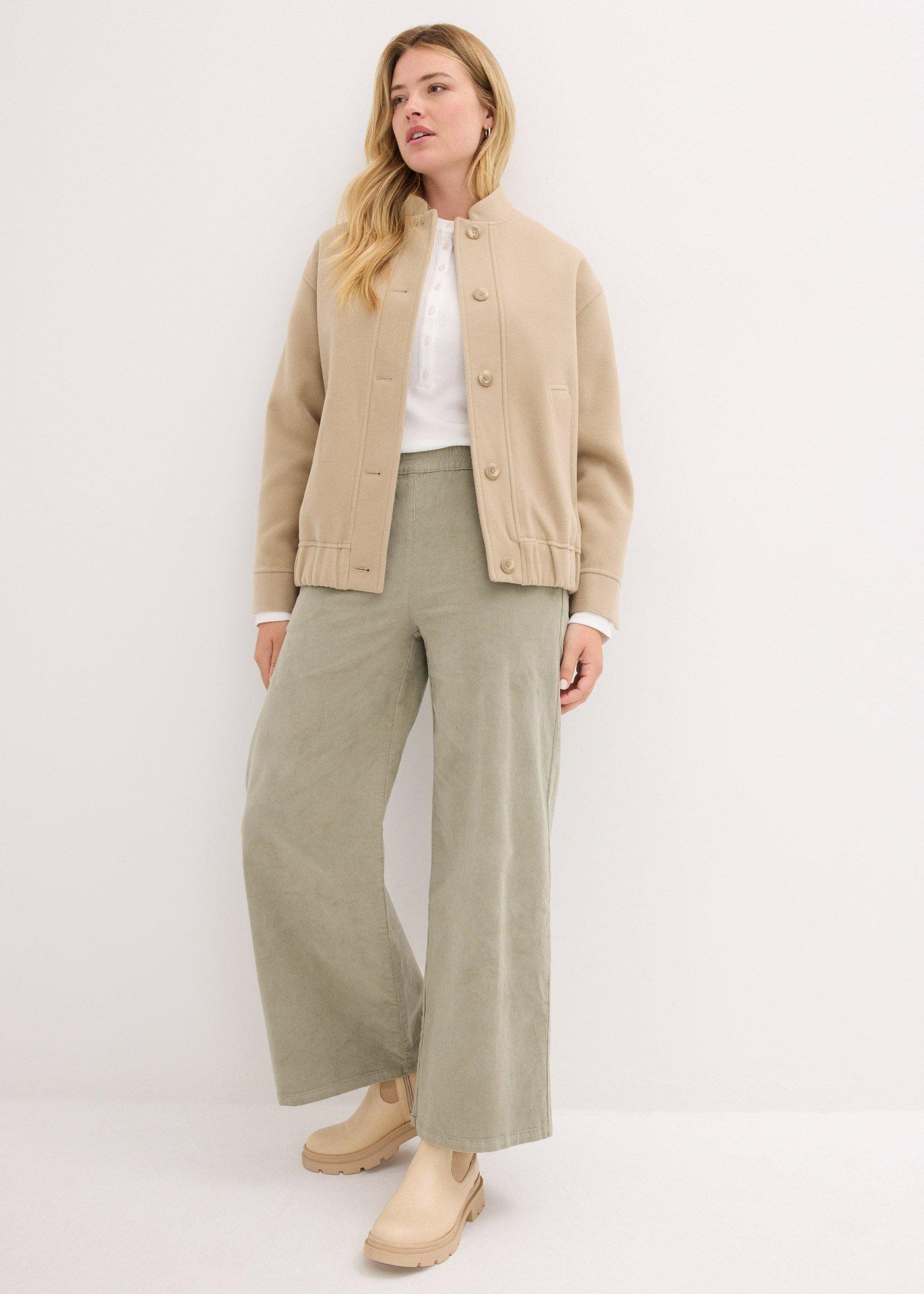 Spodnie sztruksowe high-waist z mieszanki bawełny - Bonprix