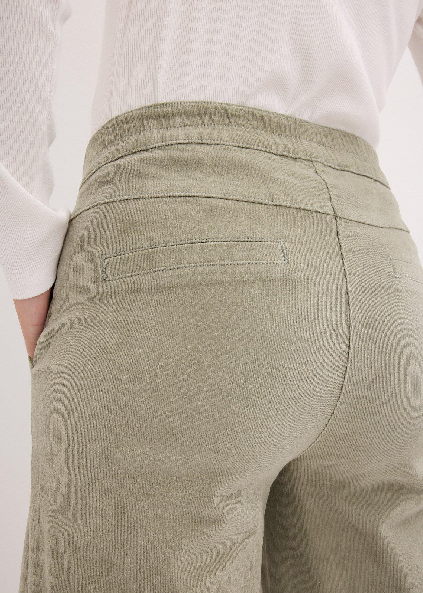 Spodnie sztruksowe high-waist z mieszanki bawełny - Bonprix