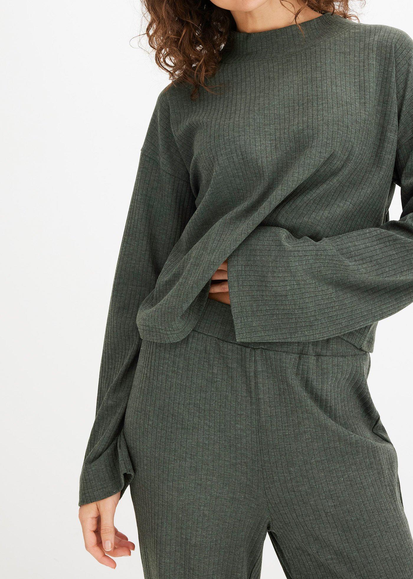 Strój domowy oversized z miękkiego materiału w prążek - Bonprix