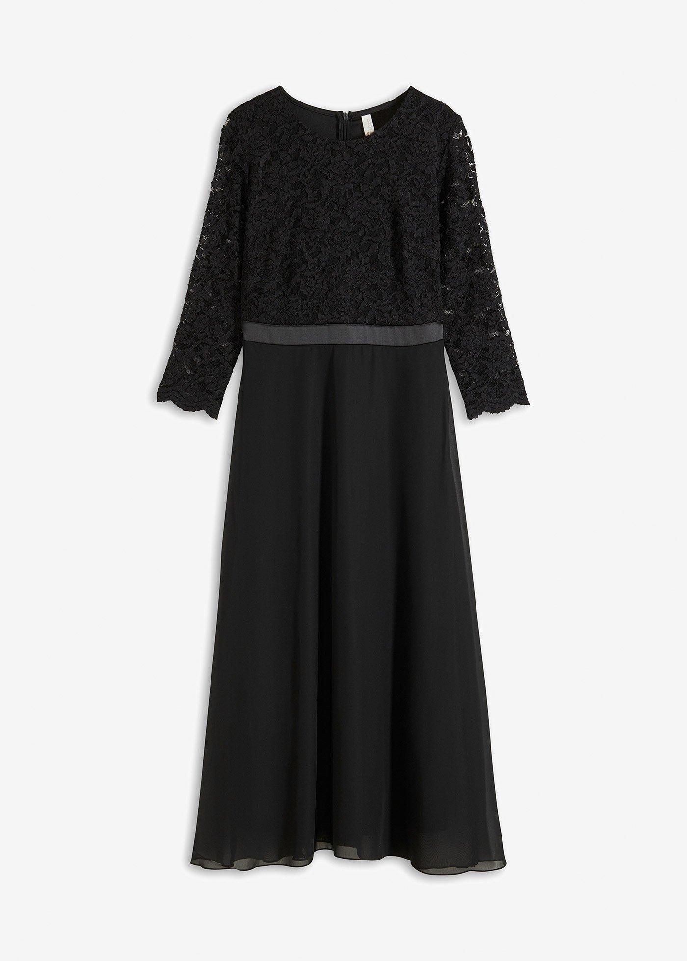 Robe midi en mousseline légère avec haut en dentelle