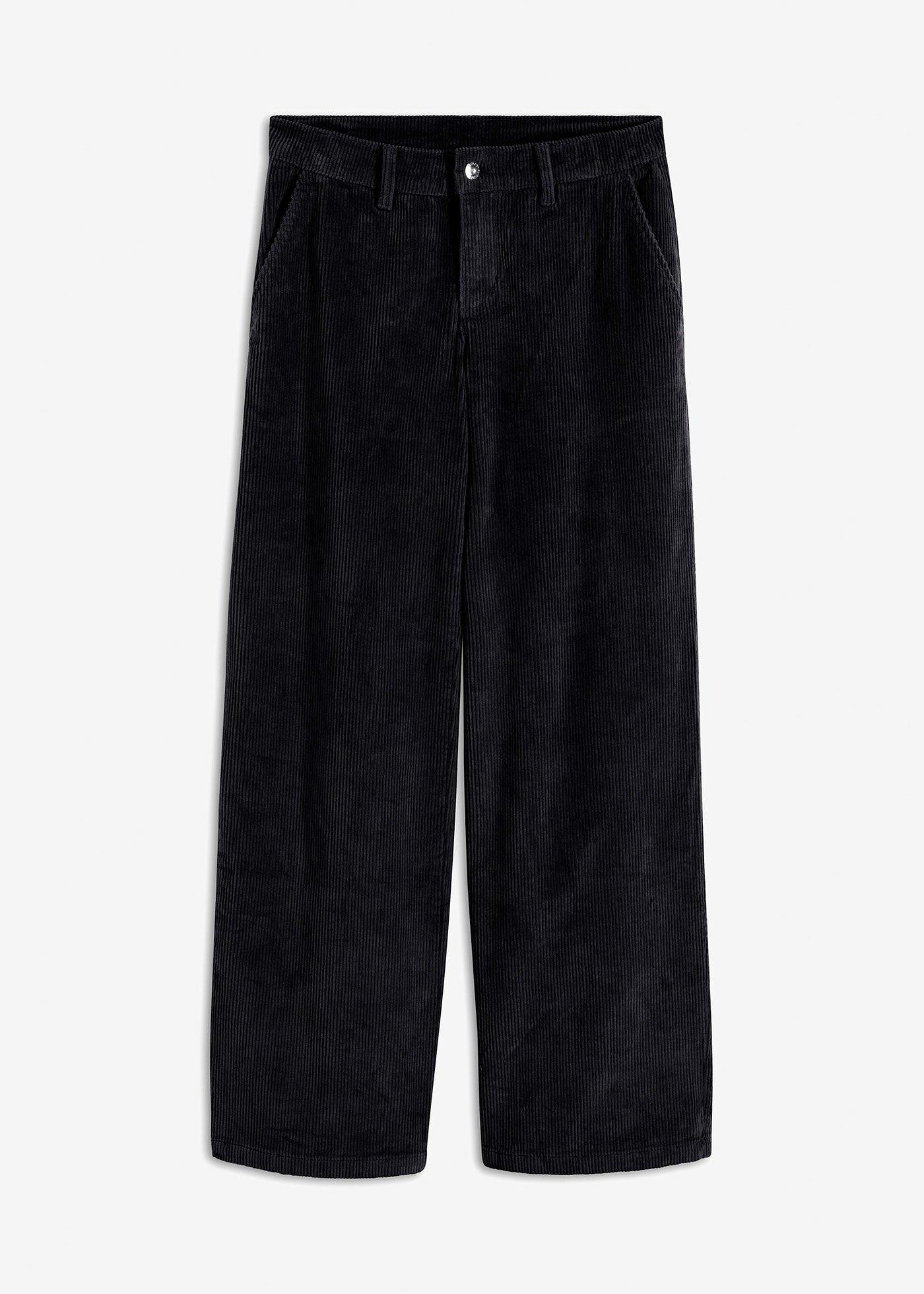 Pantaloni din material reiat din amestec elastic cu bumbac