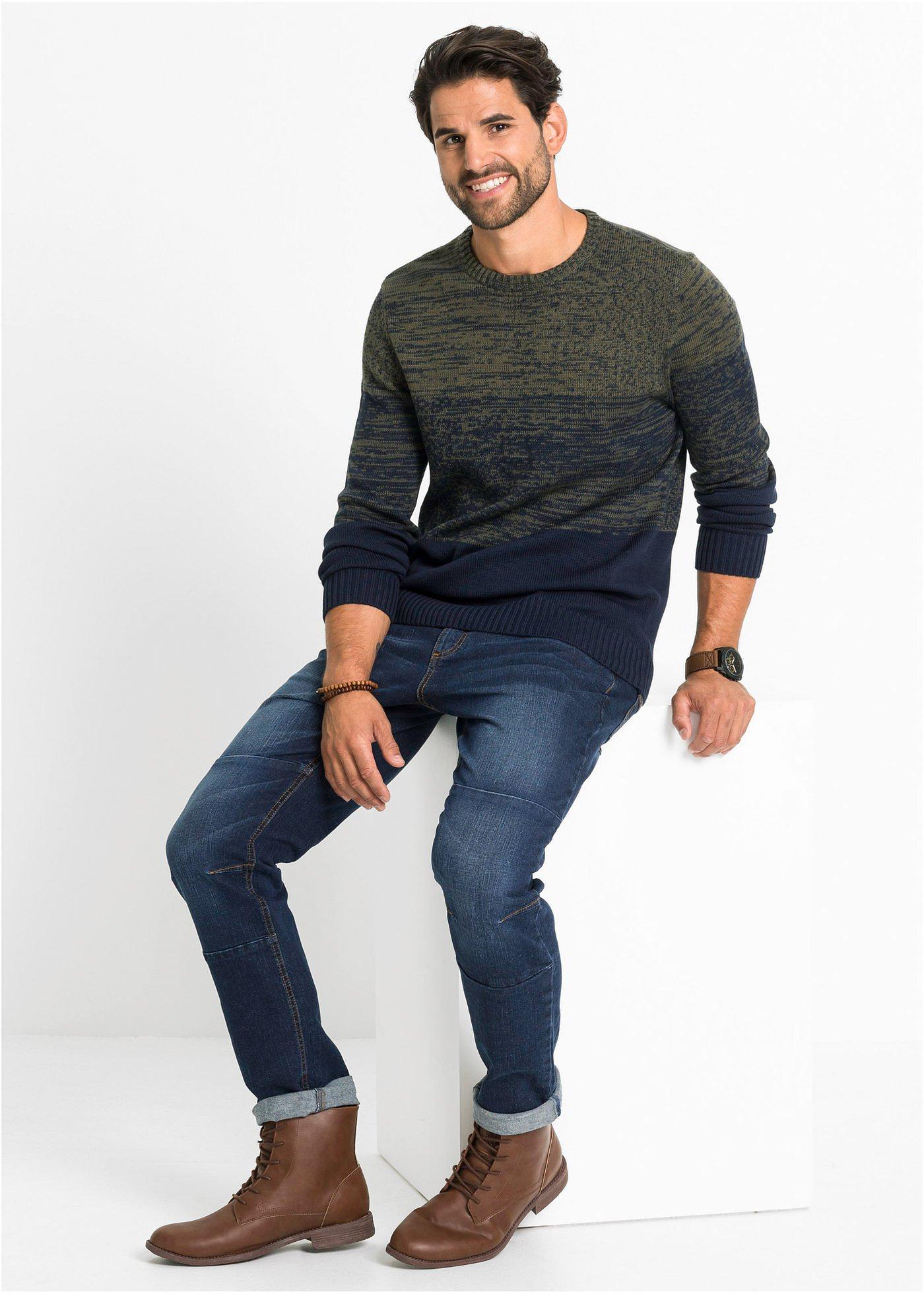 Sweter z cienkiej dzianiny w wygodnym fasonie, z bawełną - Bonprix