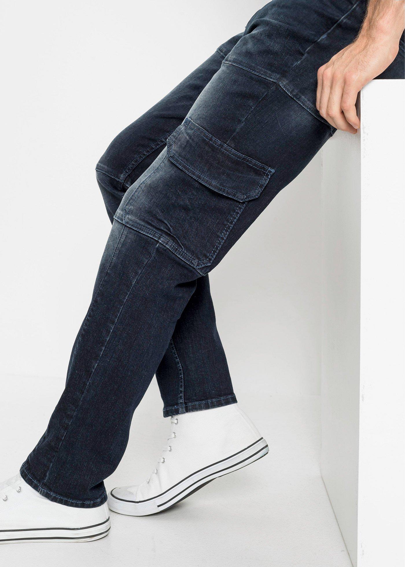 Dżinsy bojówki ze stretchem Slim Fit Straight - Bonprix