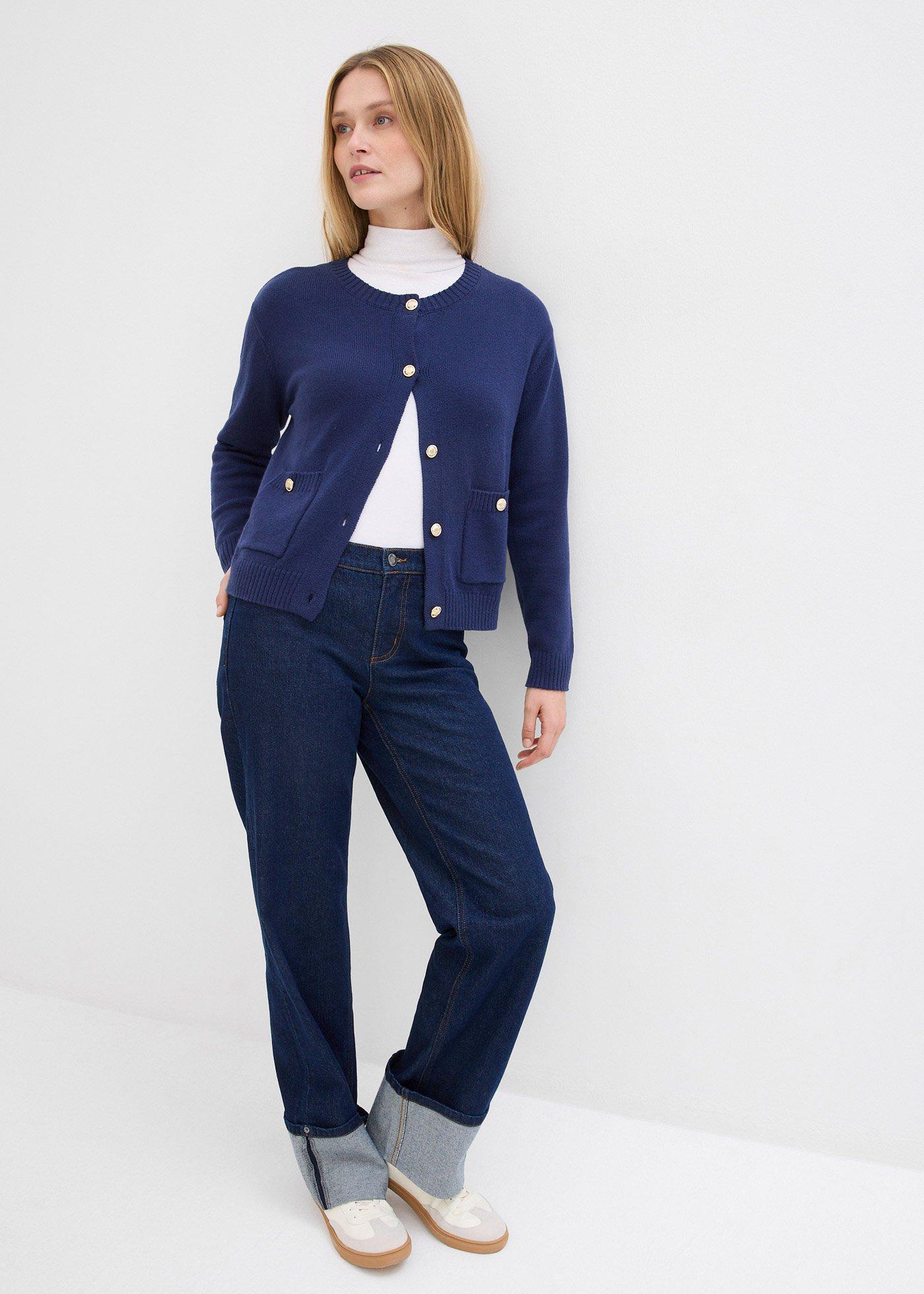 Sweter rozpinany z  kieszeniami - Bonprix