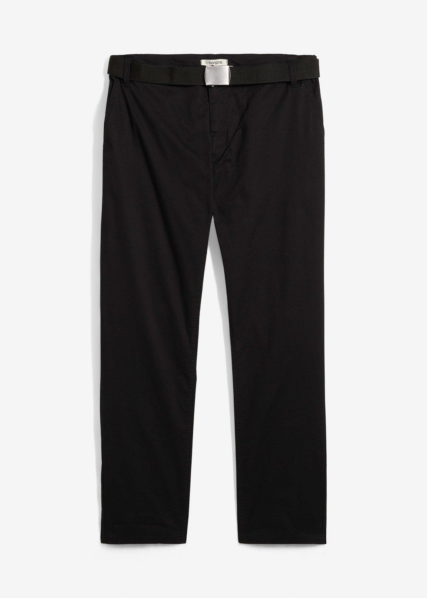 Regular fit stretch chino met comfortabele tailleband en riem, straight