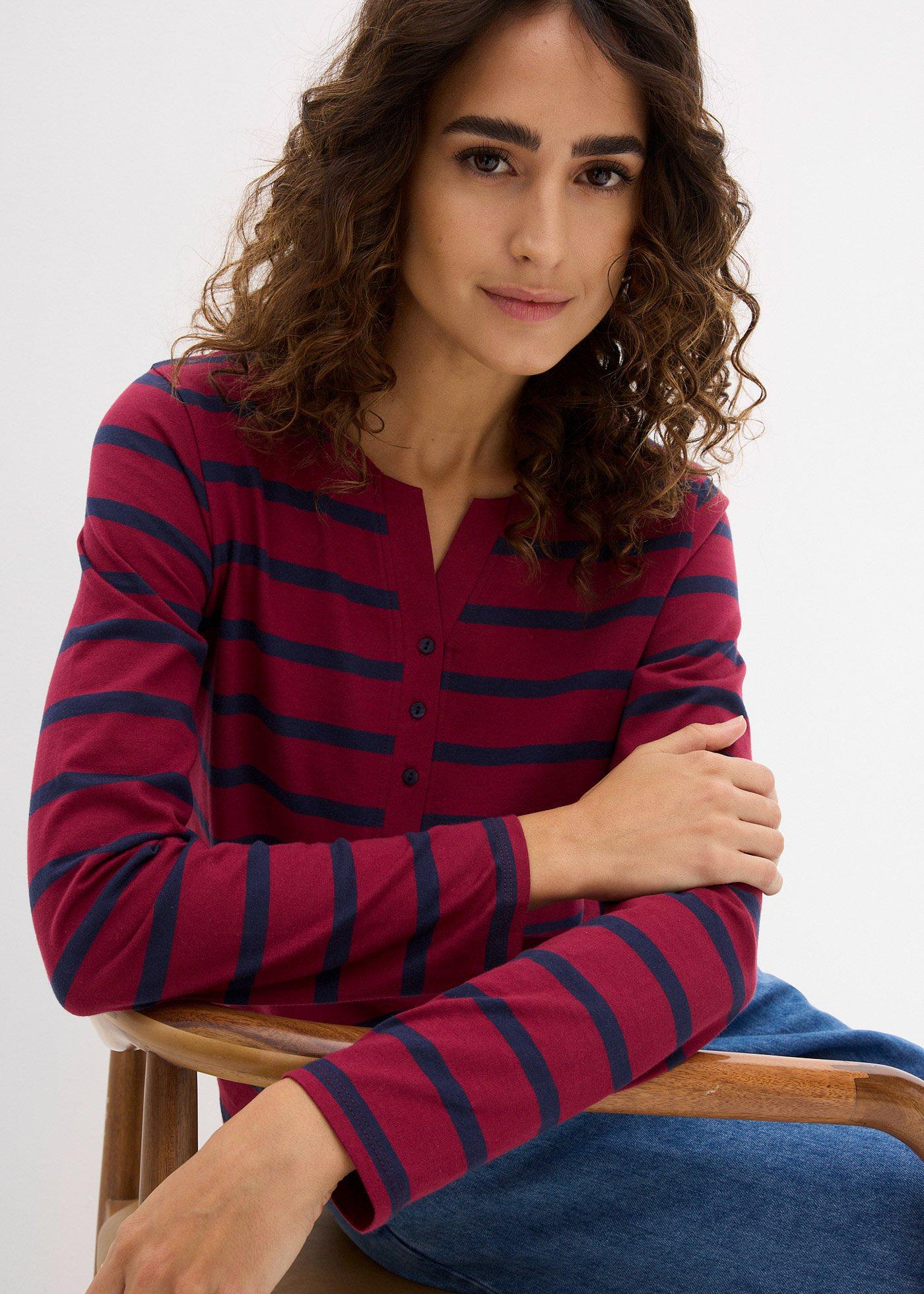 Shirt z dekoltem henley, z czystej bawełny organicznej - Bonprix