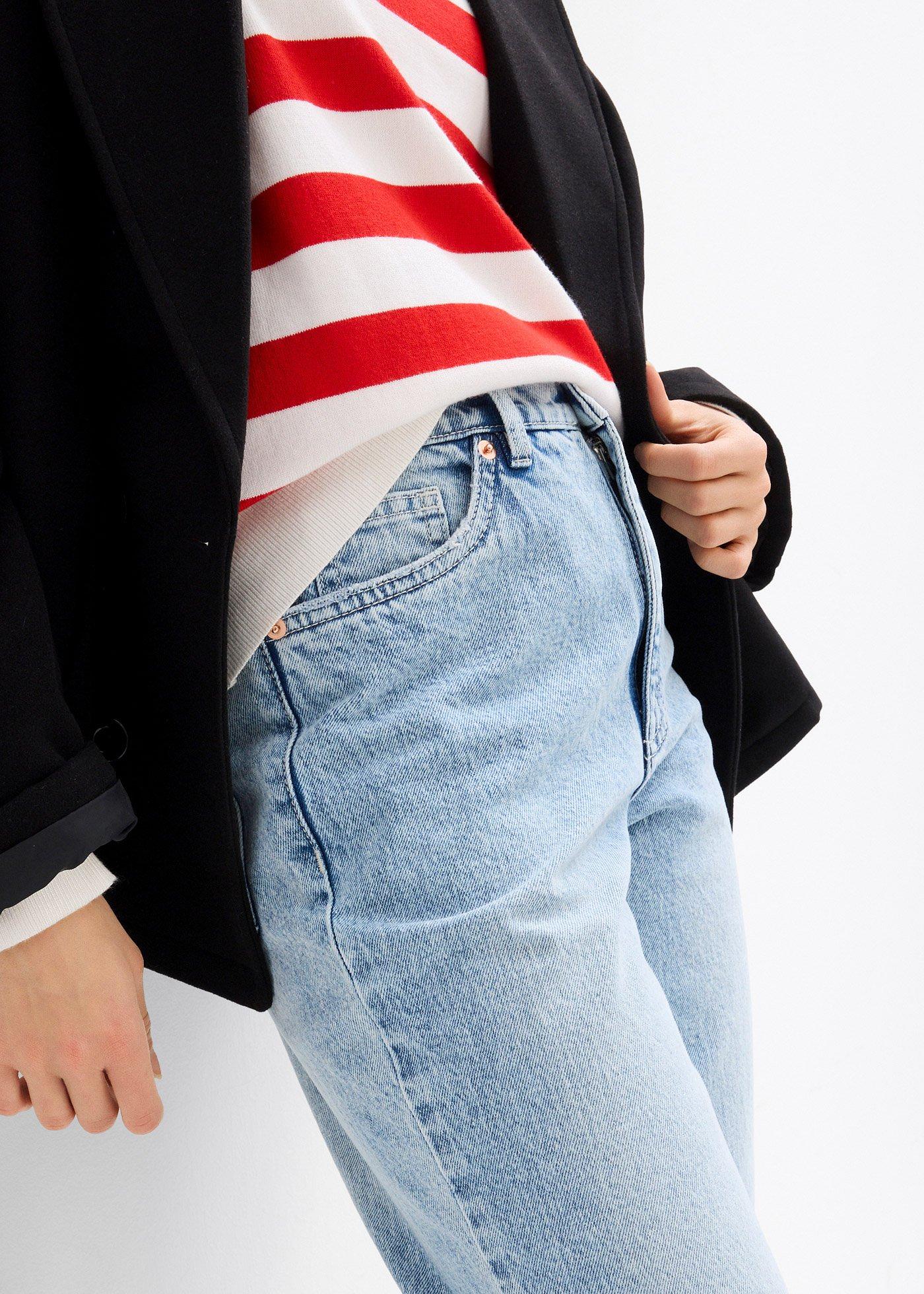 Jeansy mom, high waist, cropped - Bonprix