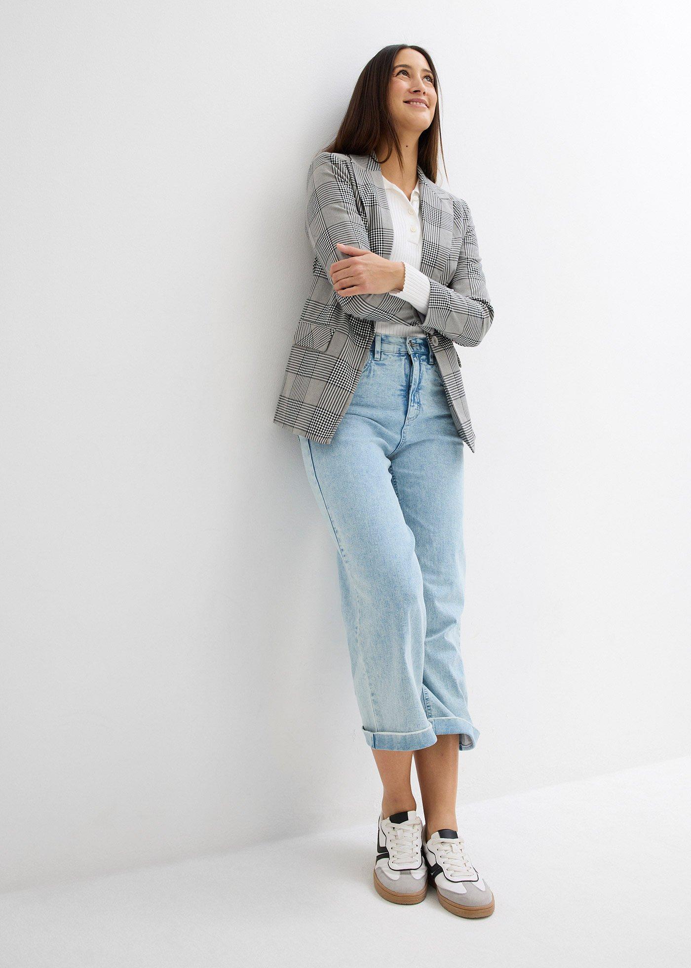 Dżinsy Wide Leg, high waist, cropped - Bonprix