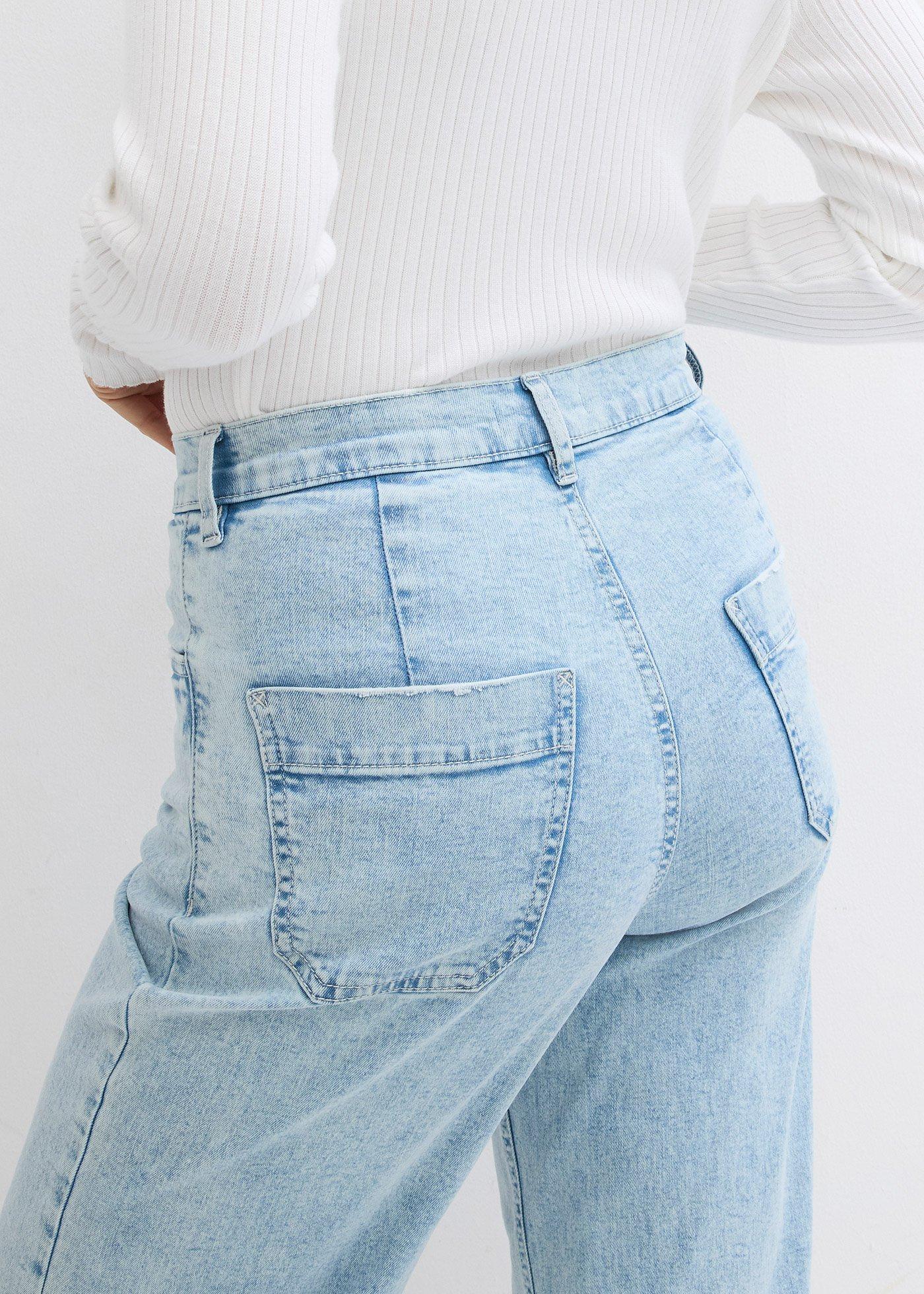 Dżinsy Wide Leg, high waist, cropped - Bonprix