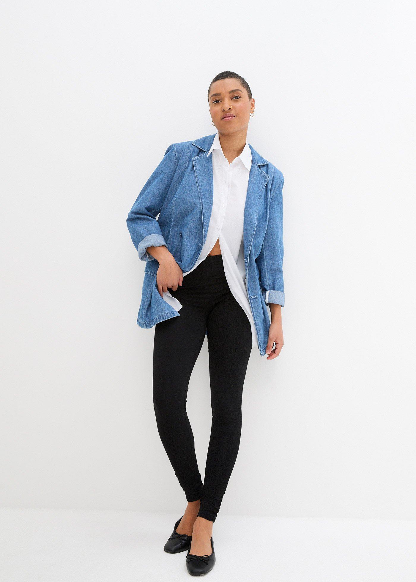 Legginsy bawełniane z szerokim wygodnym paskiem - Bonprix