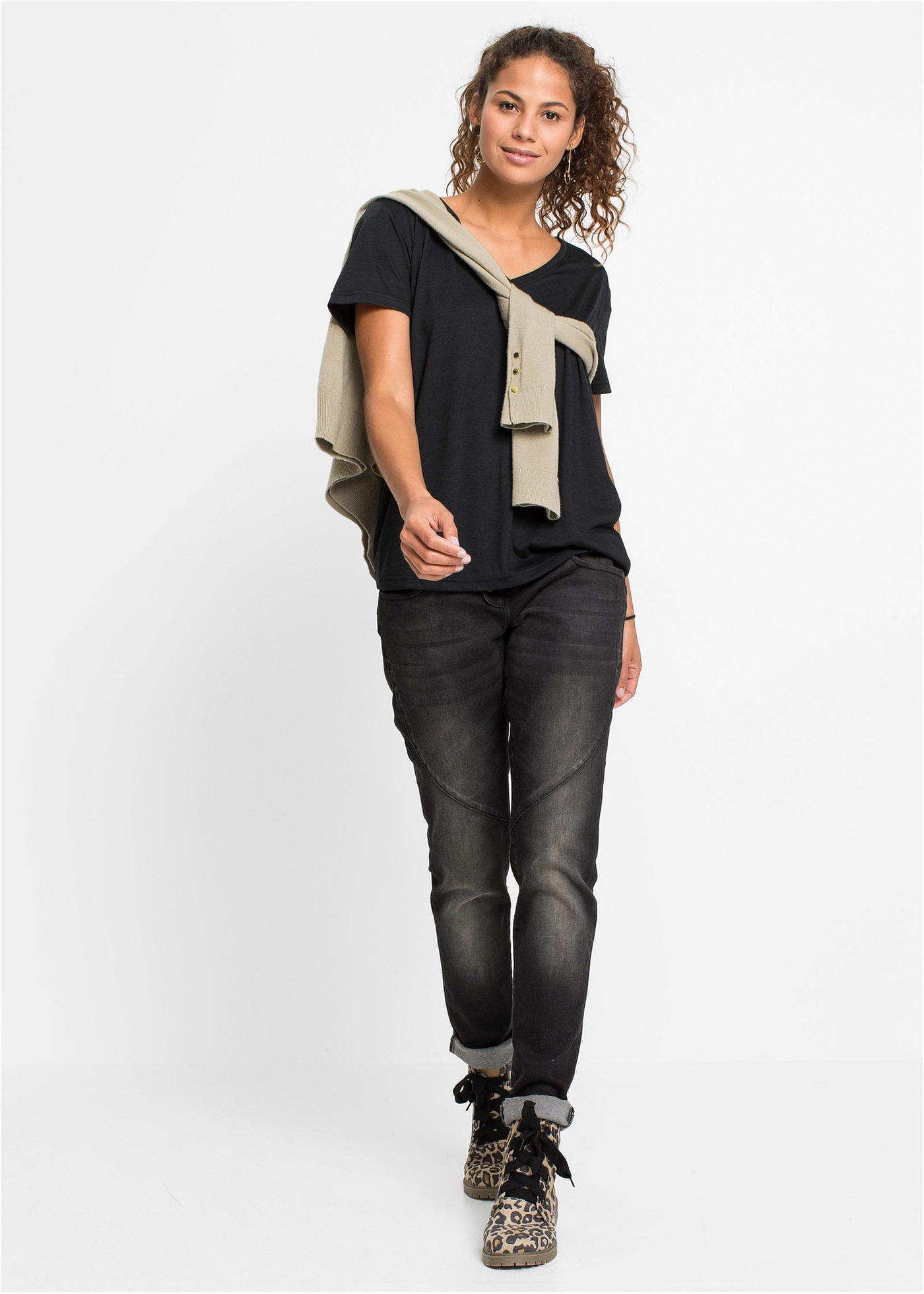 T-shirt z dekoltem w serek - Bonprix