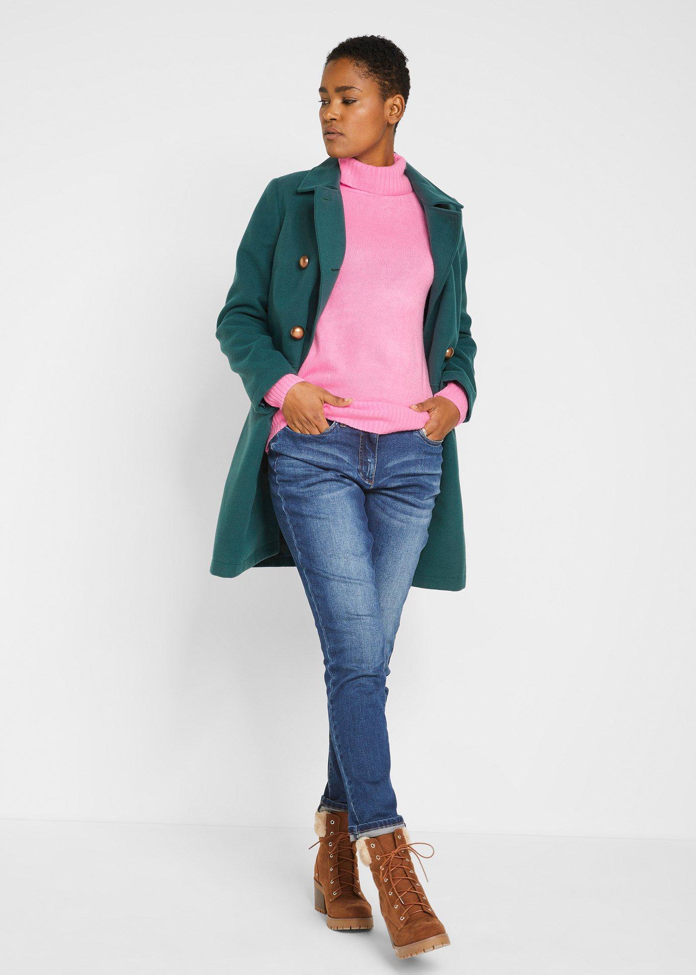 Sweter basic z golfem - Bonprix
