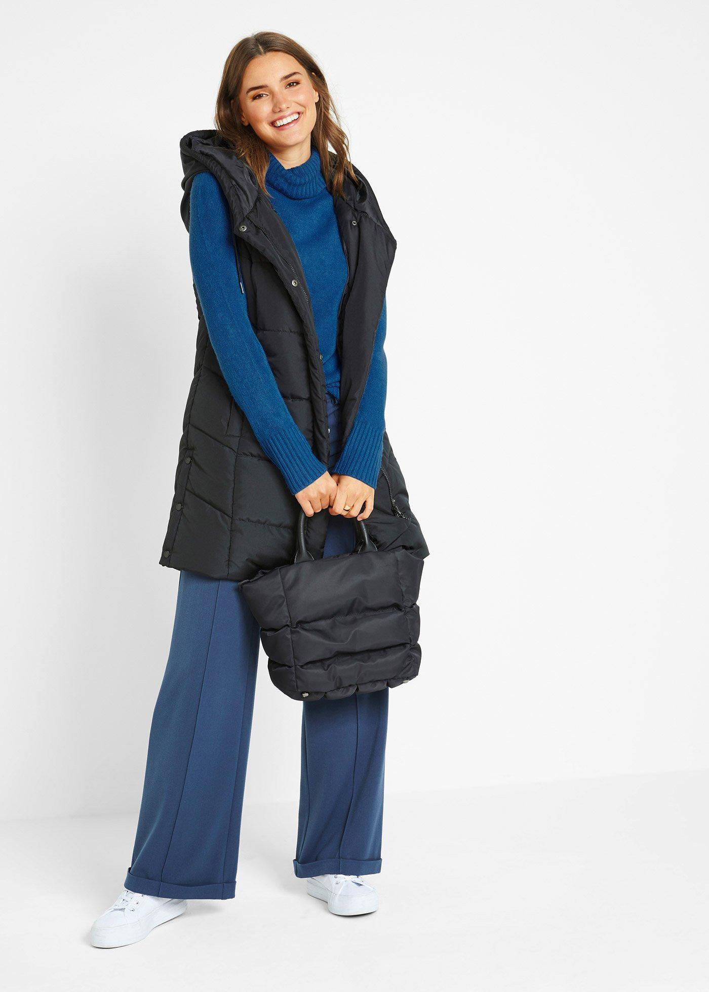 Sweter basic z golfem - Bonprix