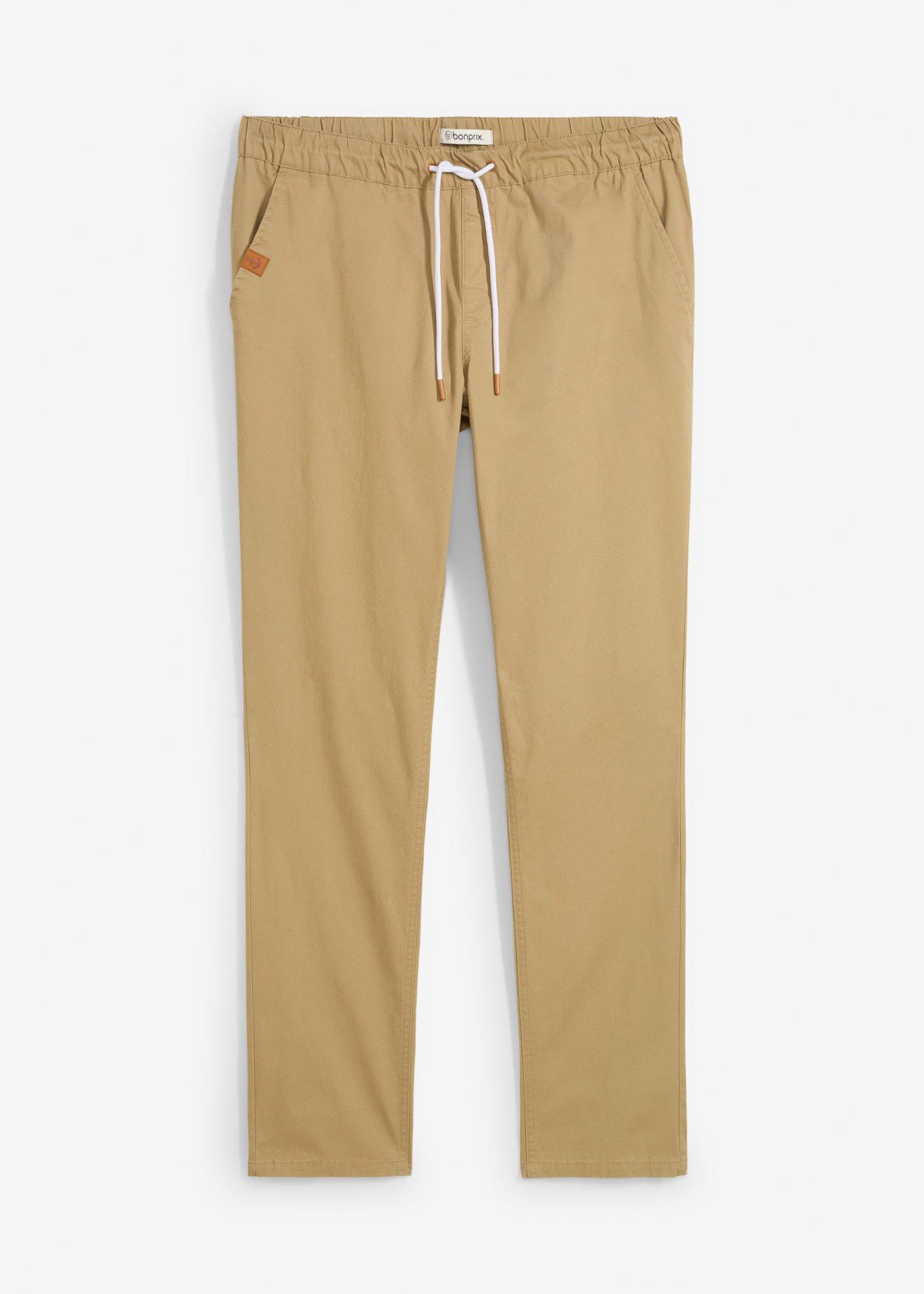 Pantalon droit regular et extensible à taille élastiquée