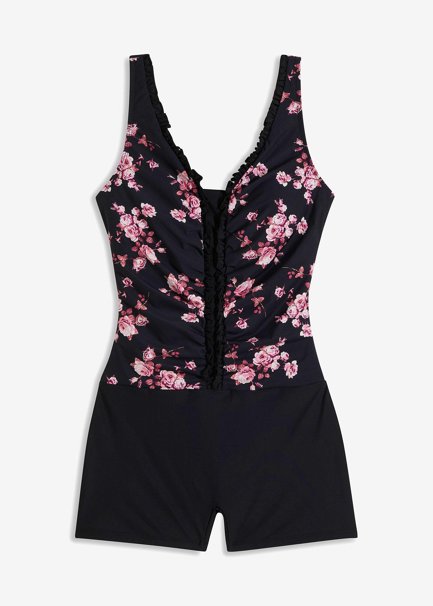 Costum de baie întreg shape cu efect de modelare ușor, cu slip cu crac