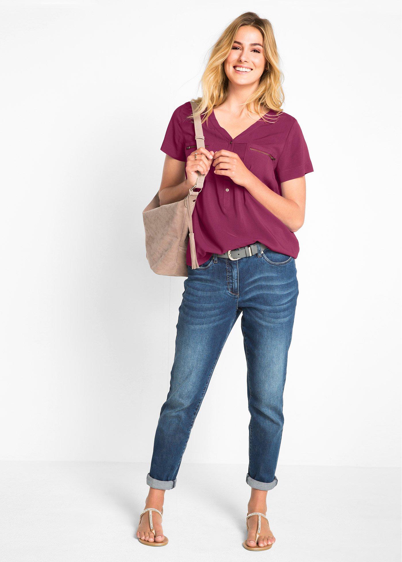 Bluzka z wiskozy, krótki rękaw - Bonprix