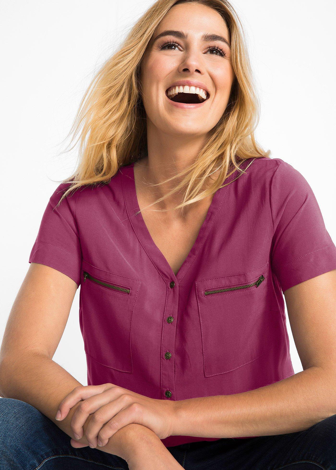 Bluzka z wiskozy, krótki rękaw - Bonprix