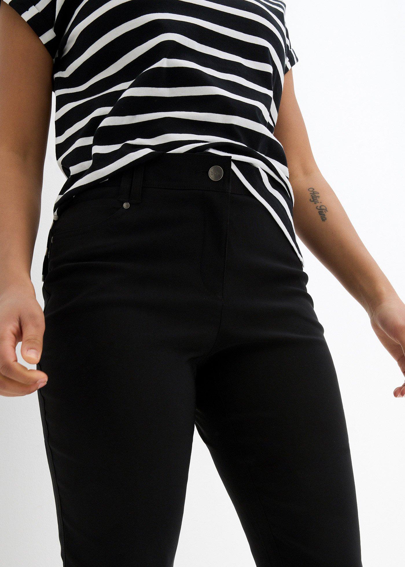 Spodnie z bengaliny ze stretchem, z wygodnym paskiem w talii,  Straight - Bonprix