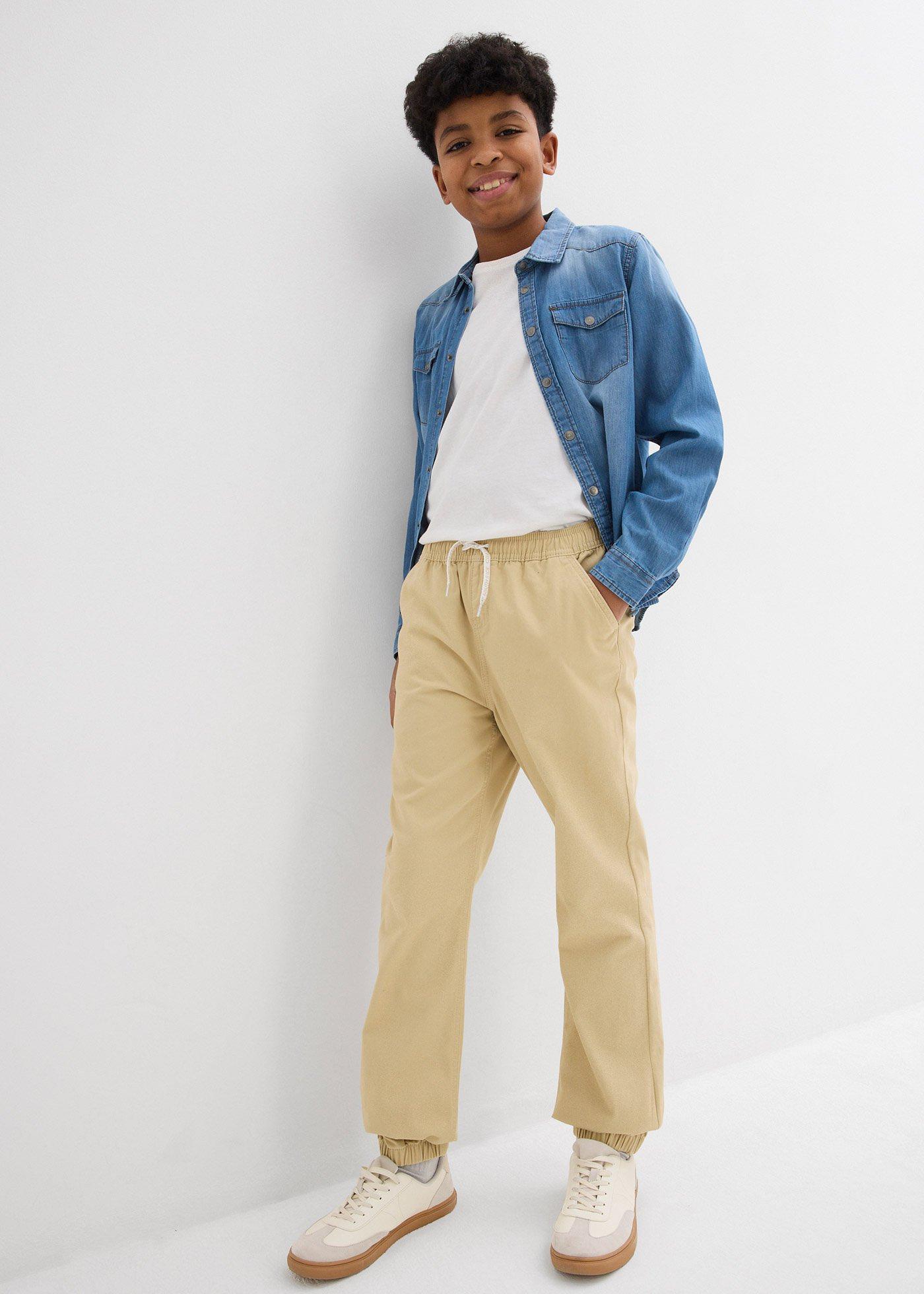 Spodnie Regular Fit z gumką w talii, z czystej bawełny (2 pary) - Bonprix