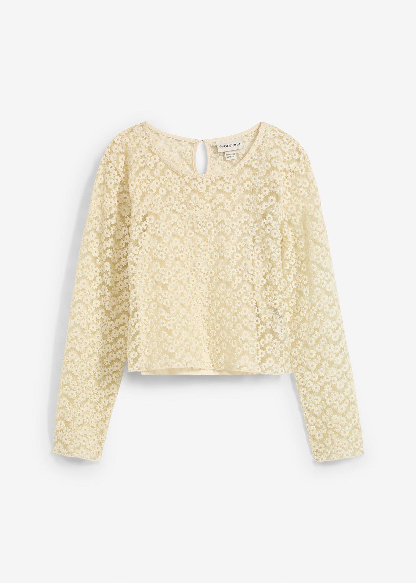 Bluzka koronkowa z topem z dżerseju (2 części) - Bonprix