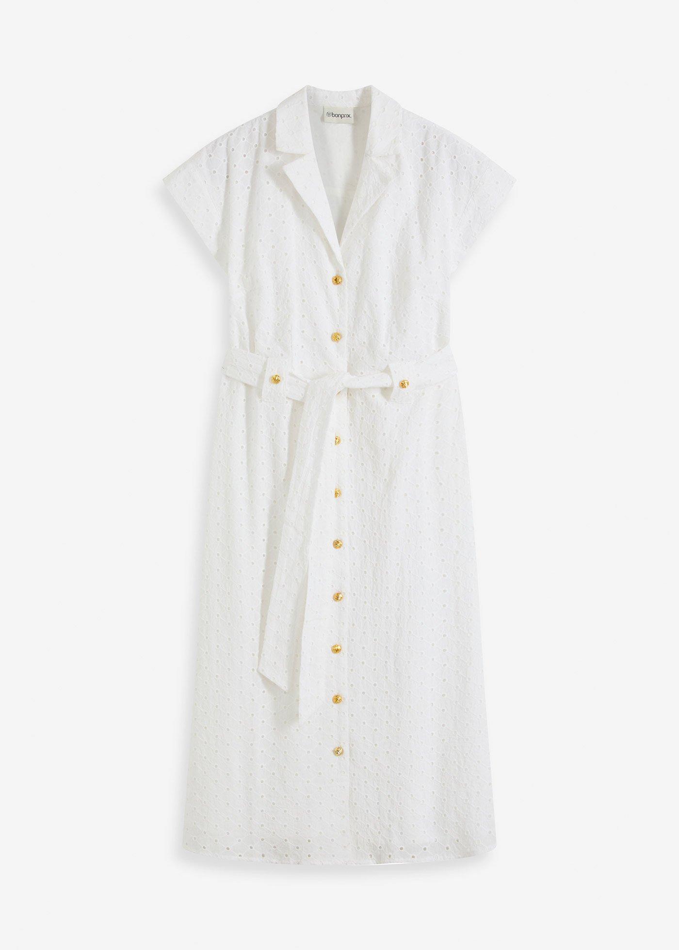 Robe-chemise en broderie anglaise