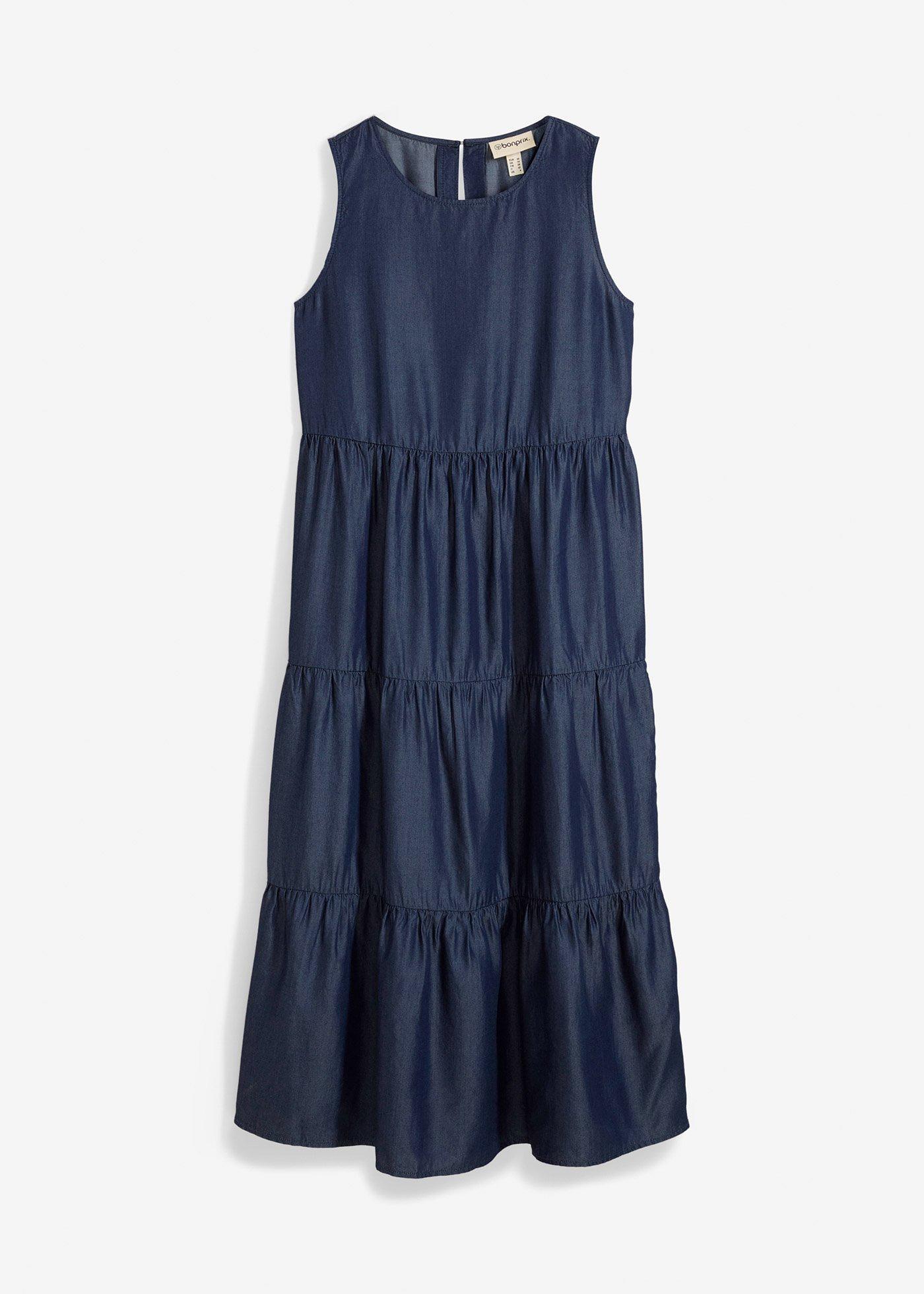 Midi jurk van gladde Lyocell