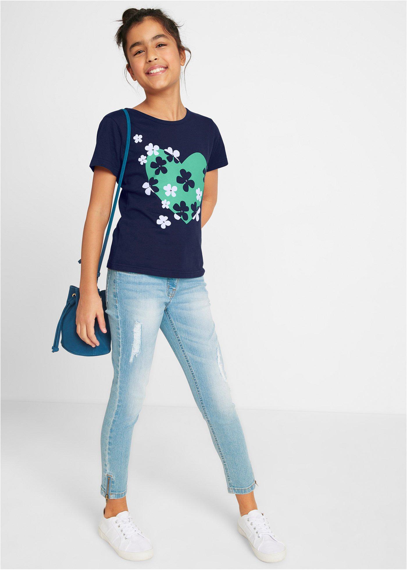 T-shirt dziewczęcy (2 szt.), bawełna organiczna - Bonprix
