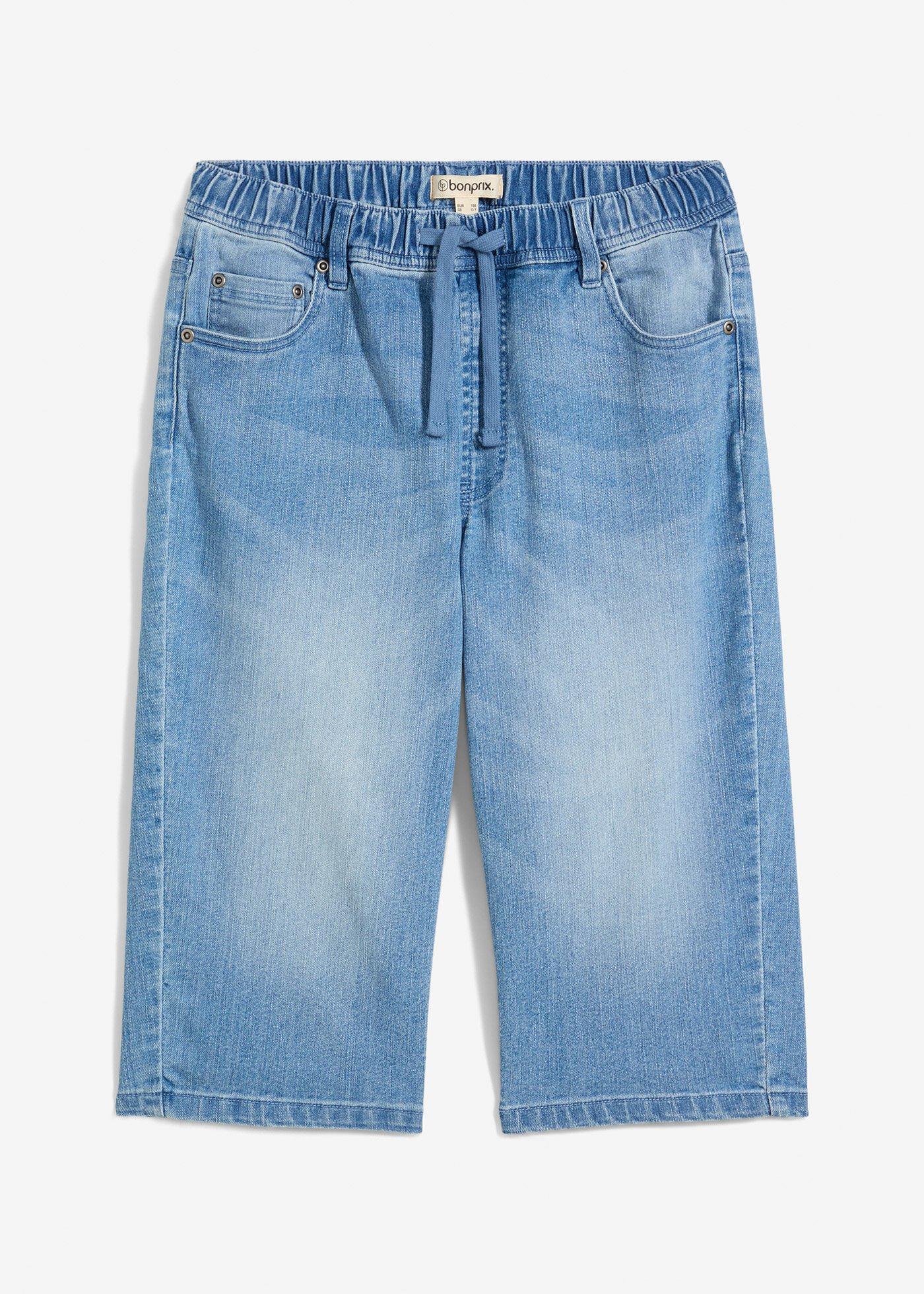 Bermuda long en jean, taille extensible, slim