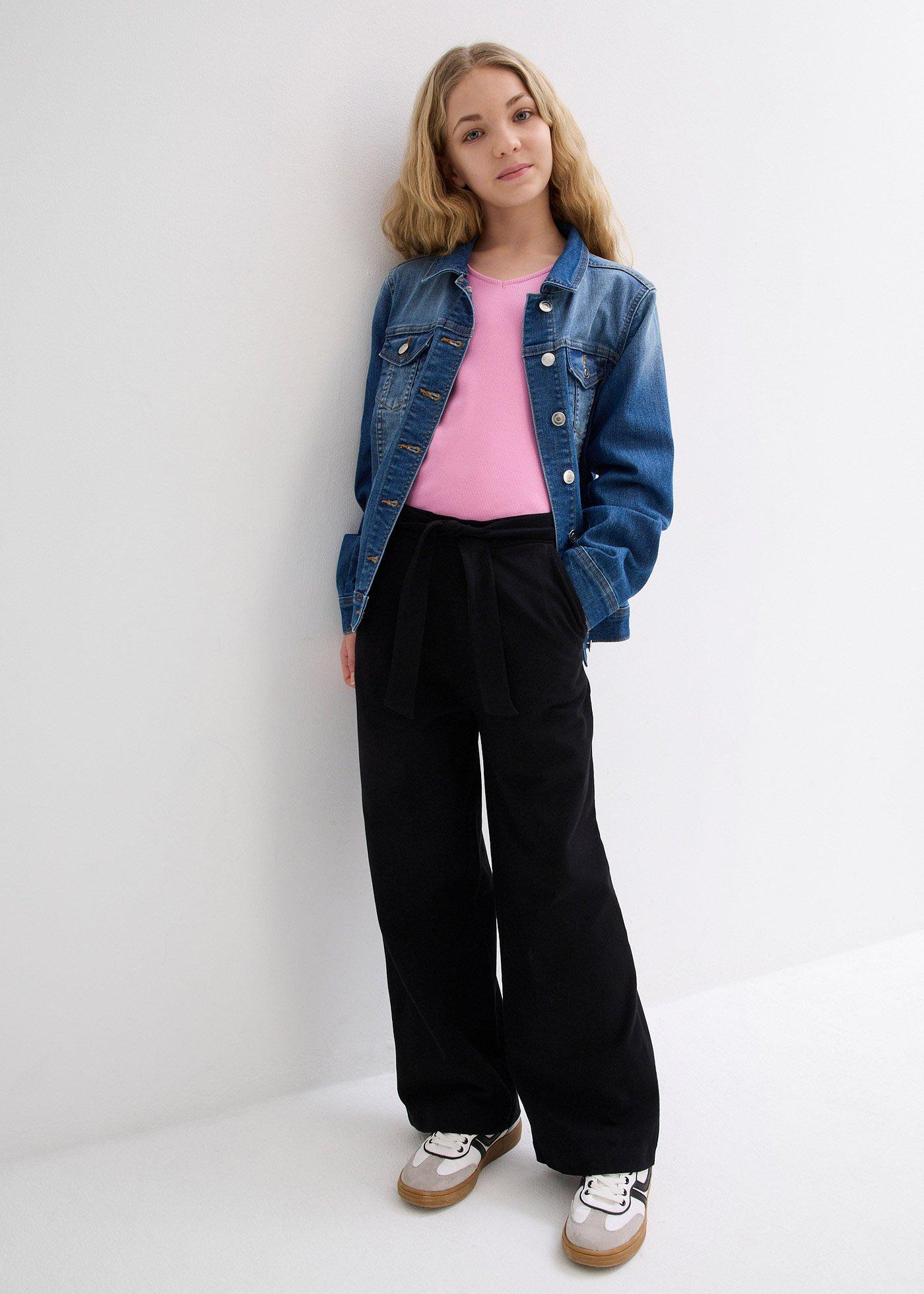 Spodnie culotte z elastycznym paskiem, uszyte z bawełny organicznej - Bonprix