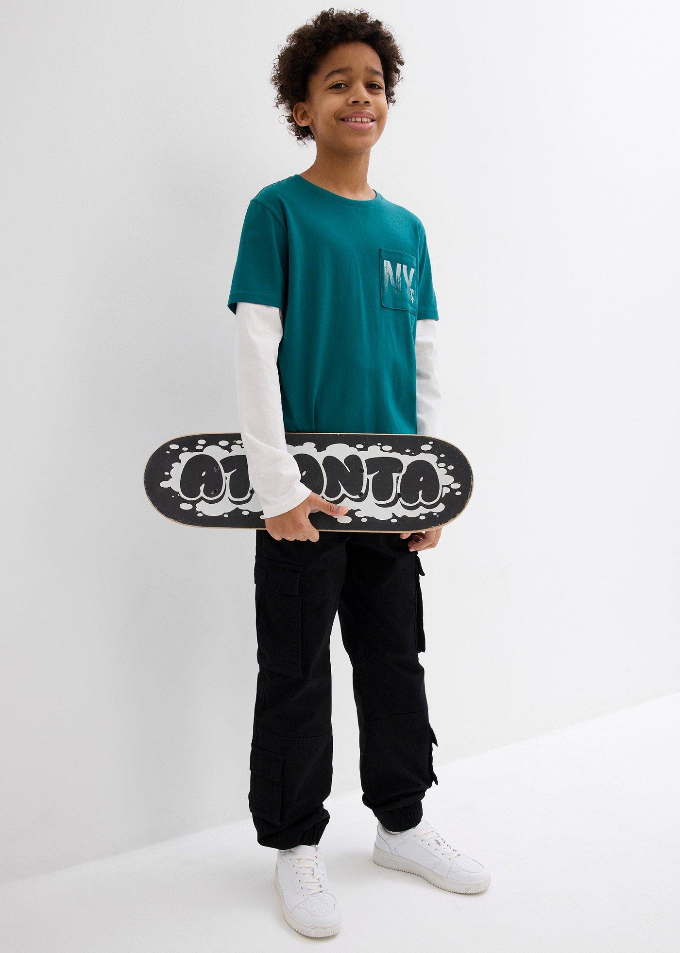 Shirt 2 w 1, długi rękaw, z czystej bawełny - Bonprix