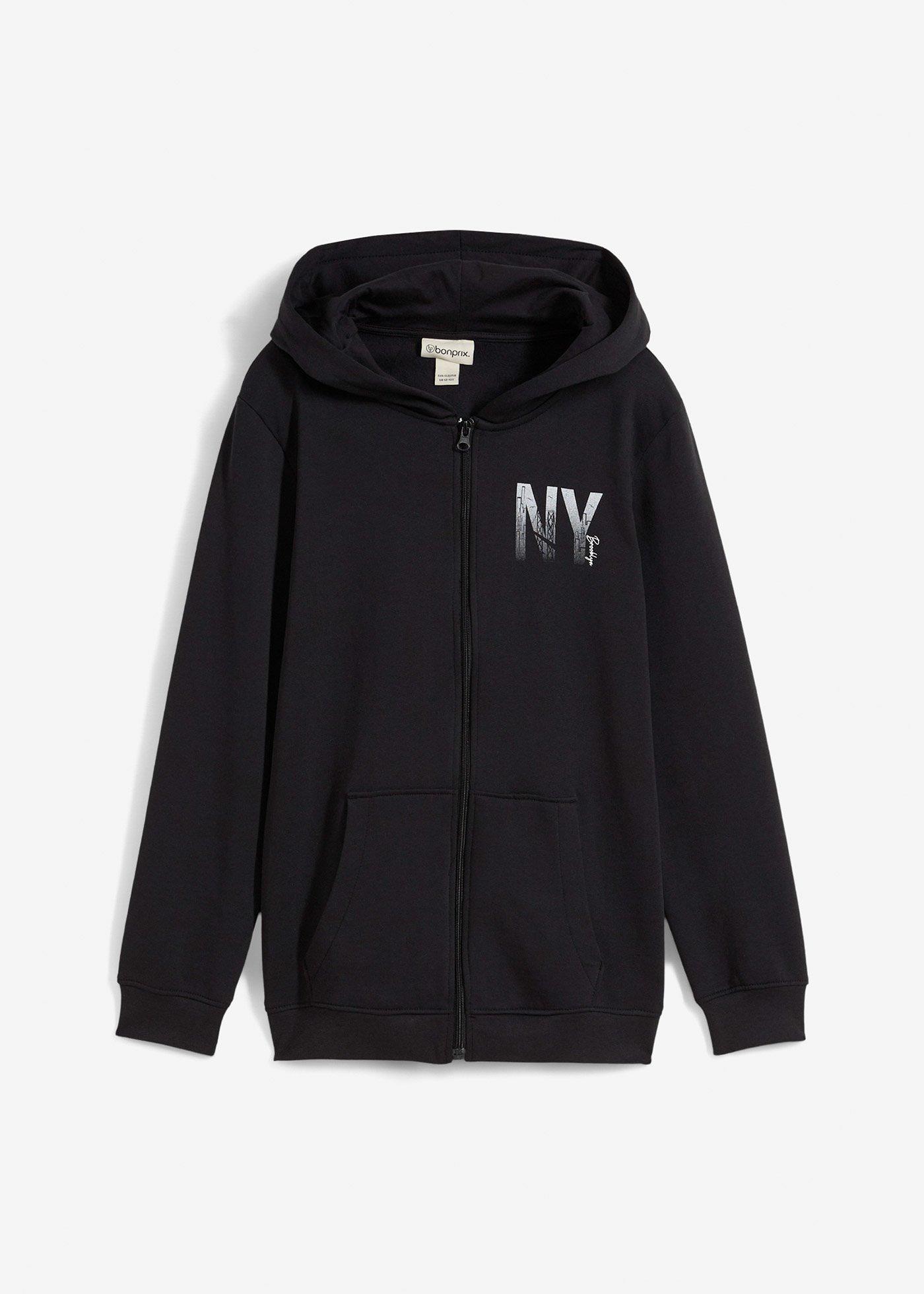 Bluza rozpinana z kapturem, z miękkiego materiału z bawełną - Bonprix