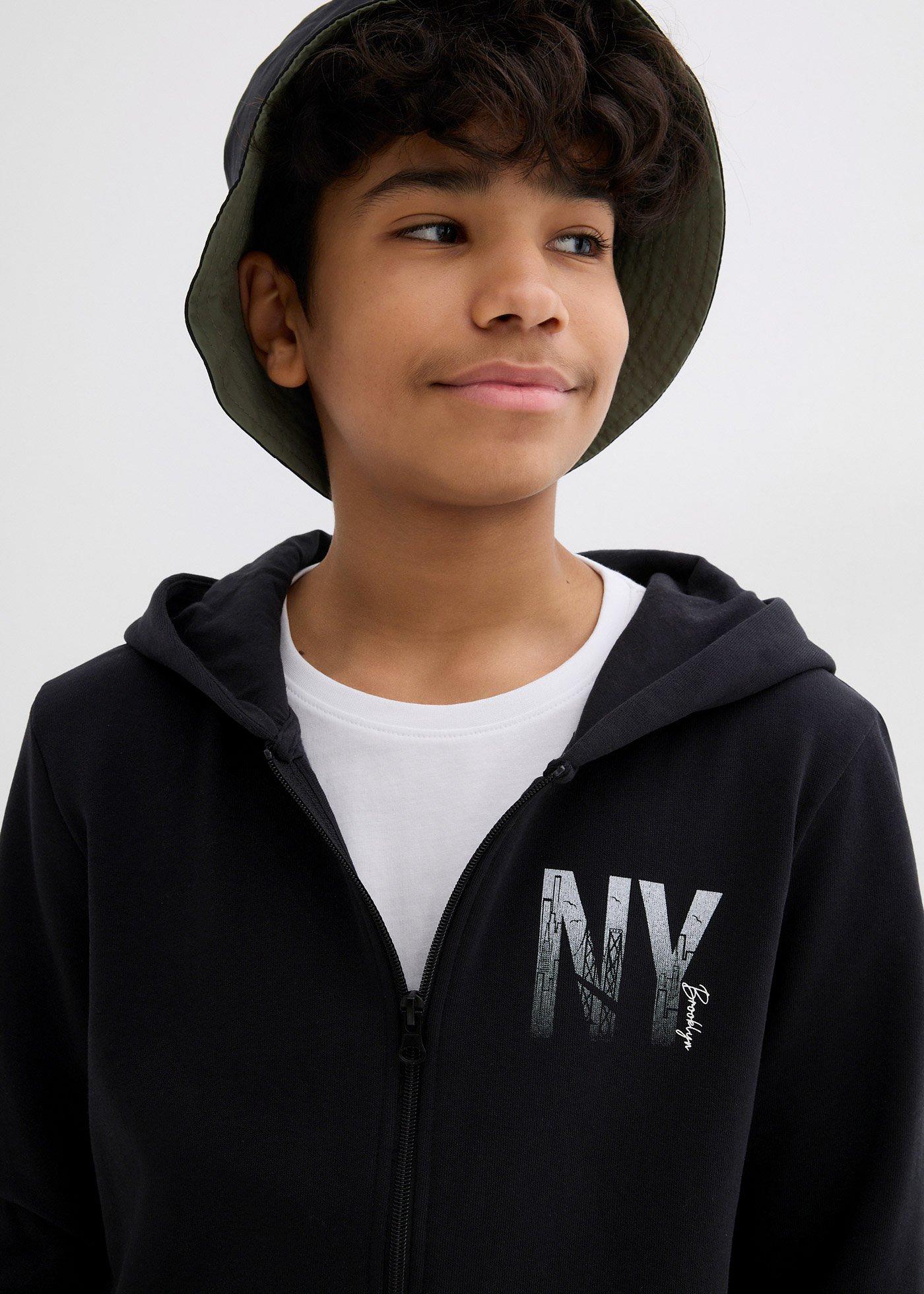 Bluza rozpinana z kapturem, z miękkiego materiału z bawełną - Bonprix