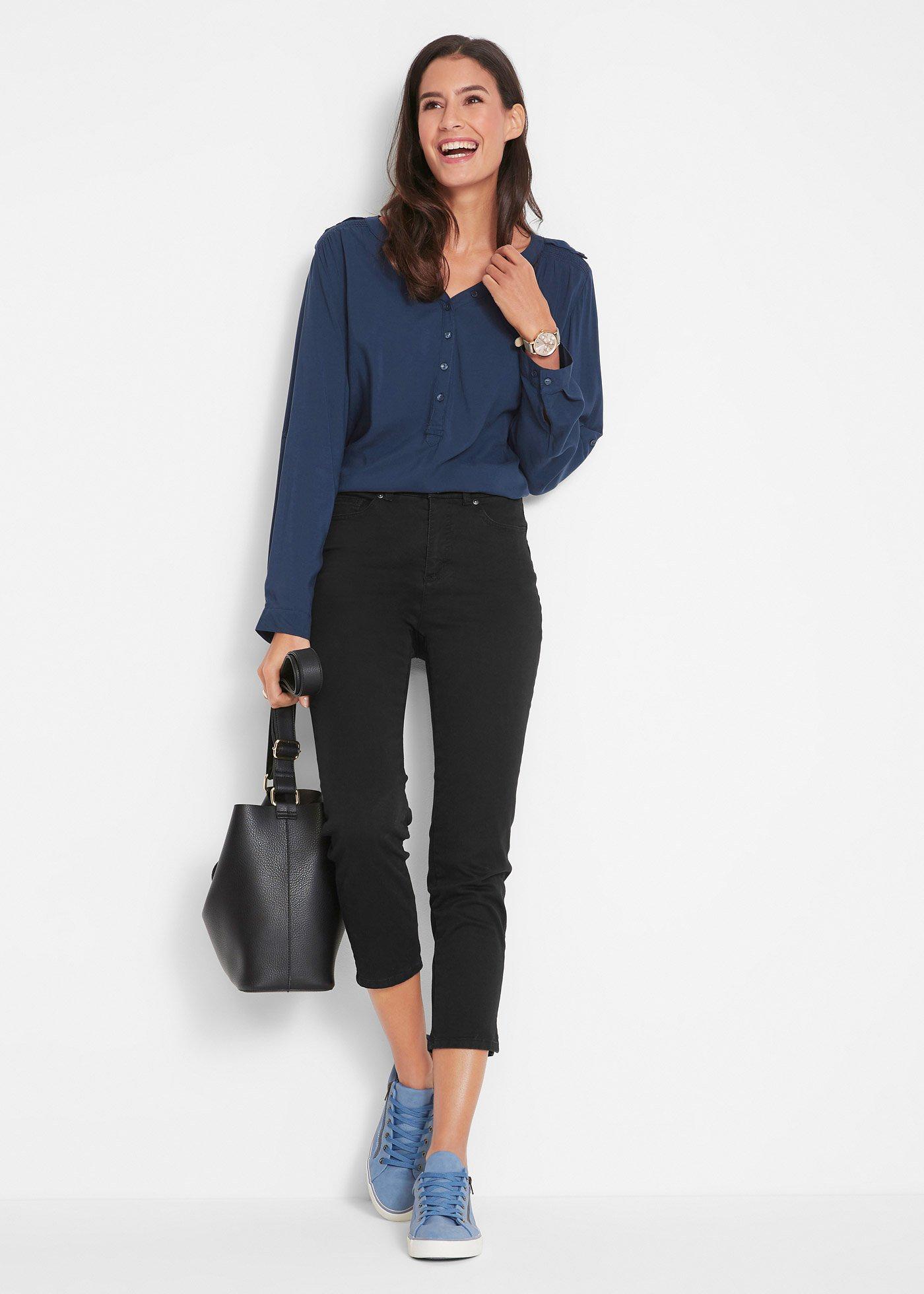 Dżinsy slim fit, ze średnim stanem i elastyczną gumką w talii - Bonprix