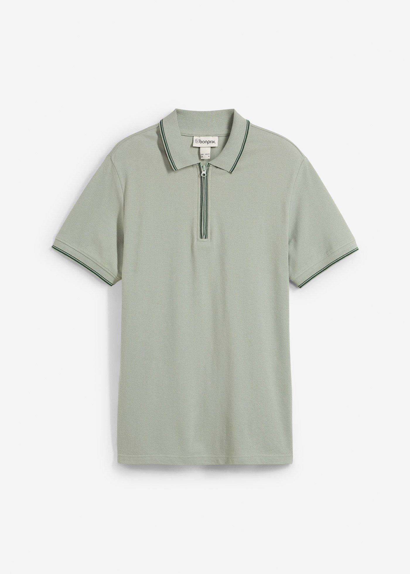 Polo zippé en maille piquée 100% coton