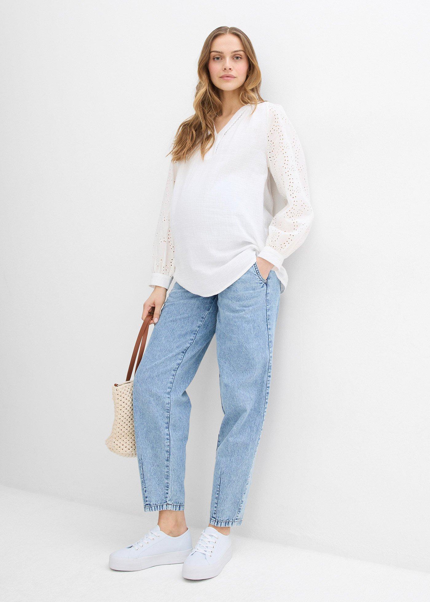 Jeansy ciążowe z lekkiego denimu, o długości do kostki, boyfriend fit - Bonprix