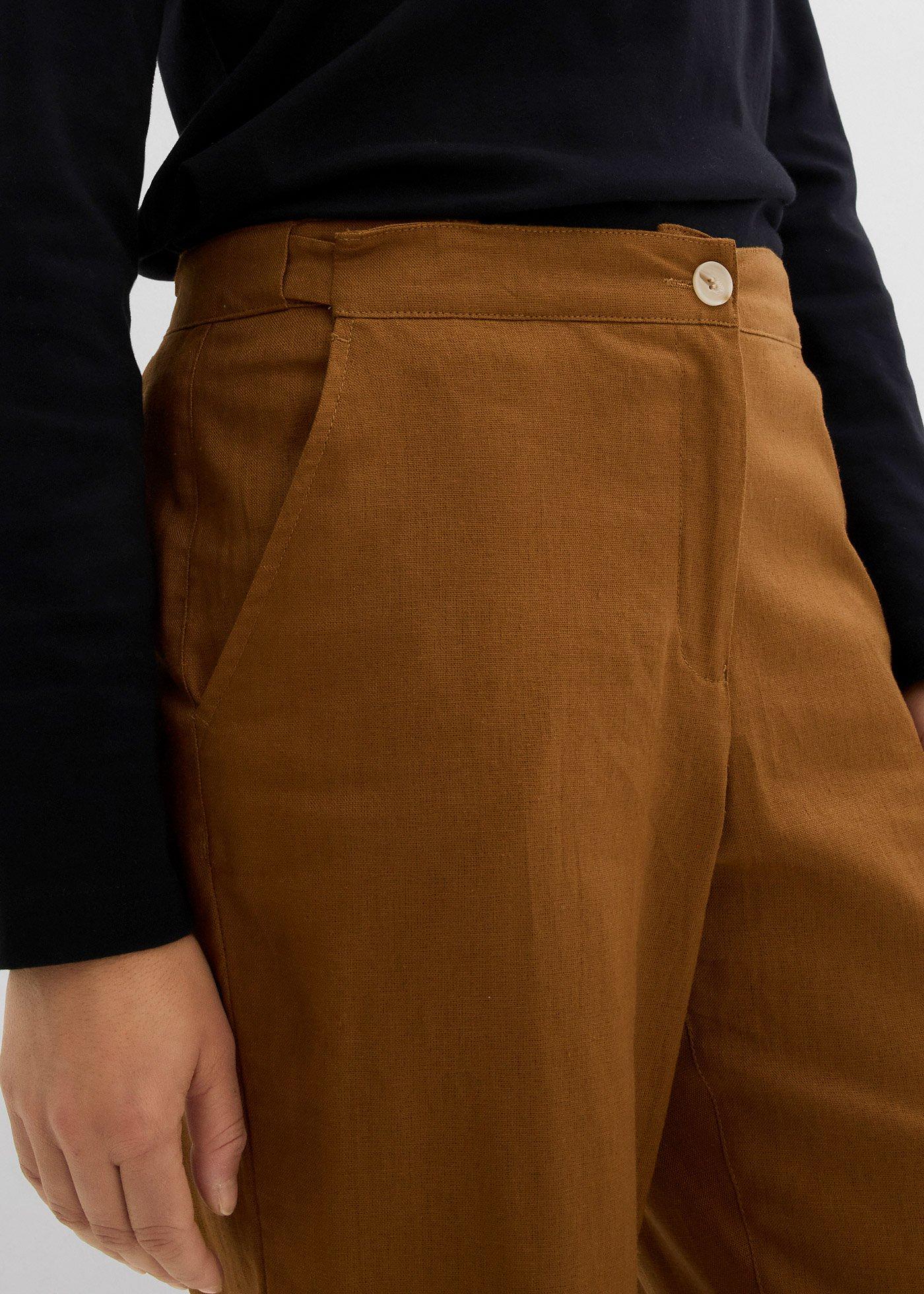 Spodnie high-waist z mieszanki wiskozy z lnem - Bonprix