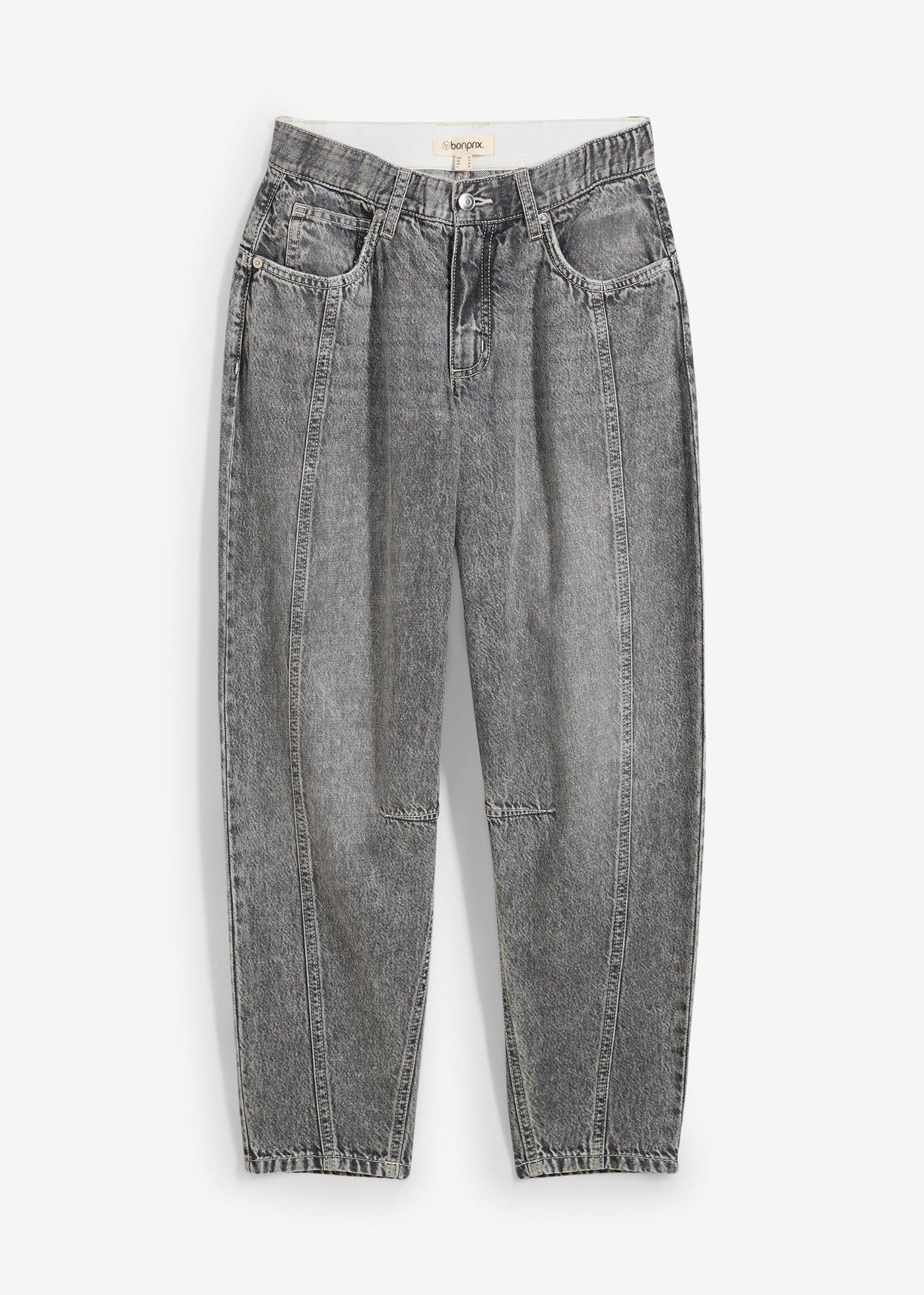 Jean barrel taille mi-haute, cropped