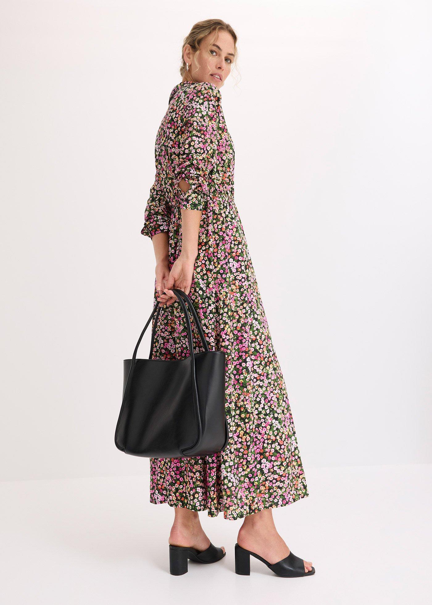 Torba typu shopper z okrągłą lamówką i dużą kieszenią w środku - Bonprix