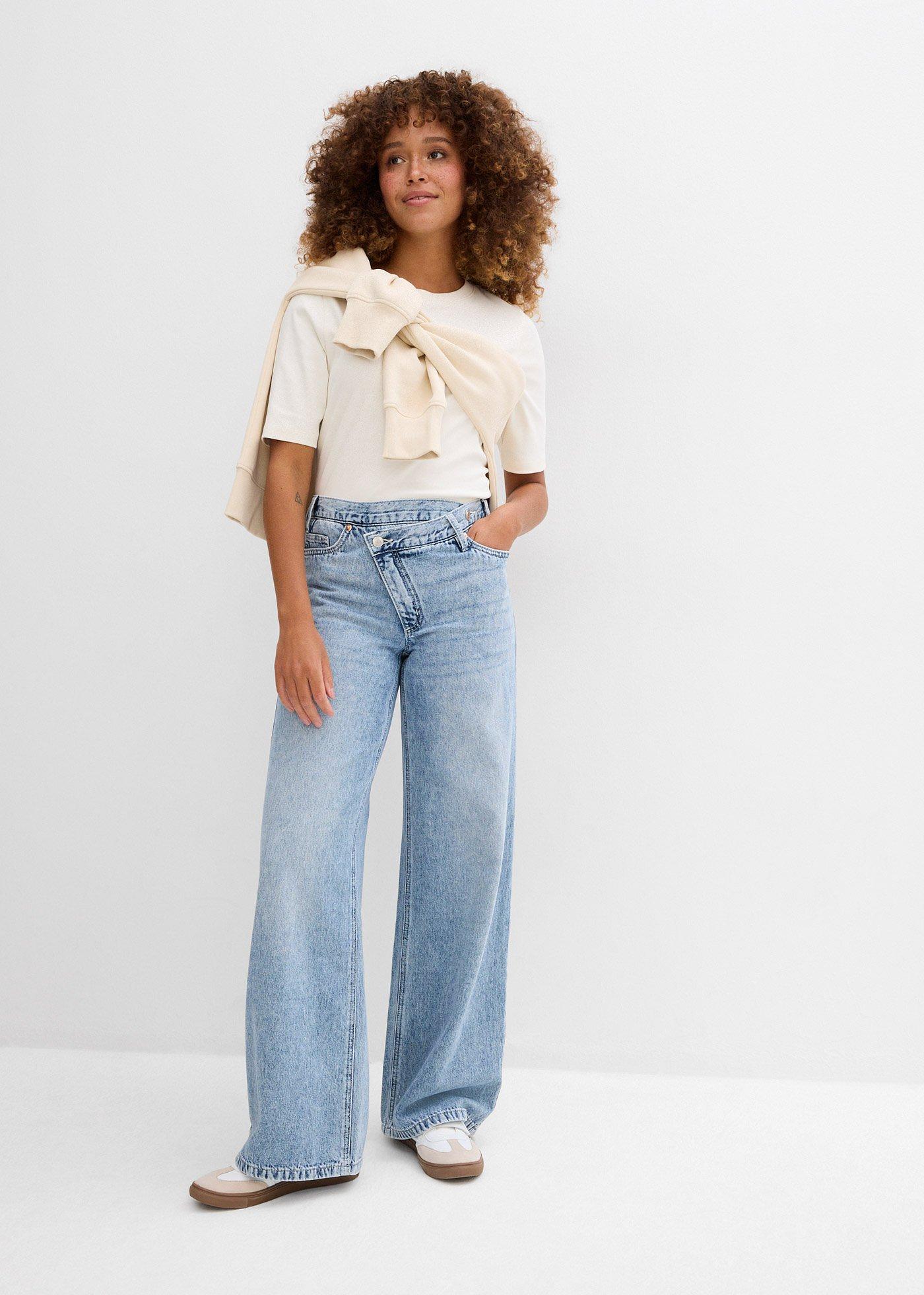 Dżinsy Wide Leg, mid waist, low stretch - Bonprix