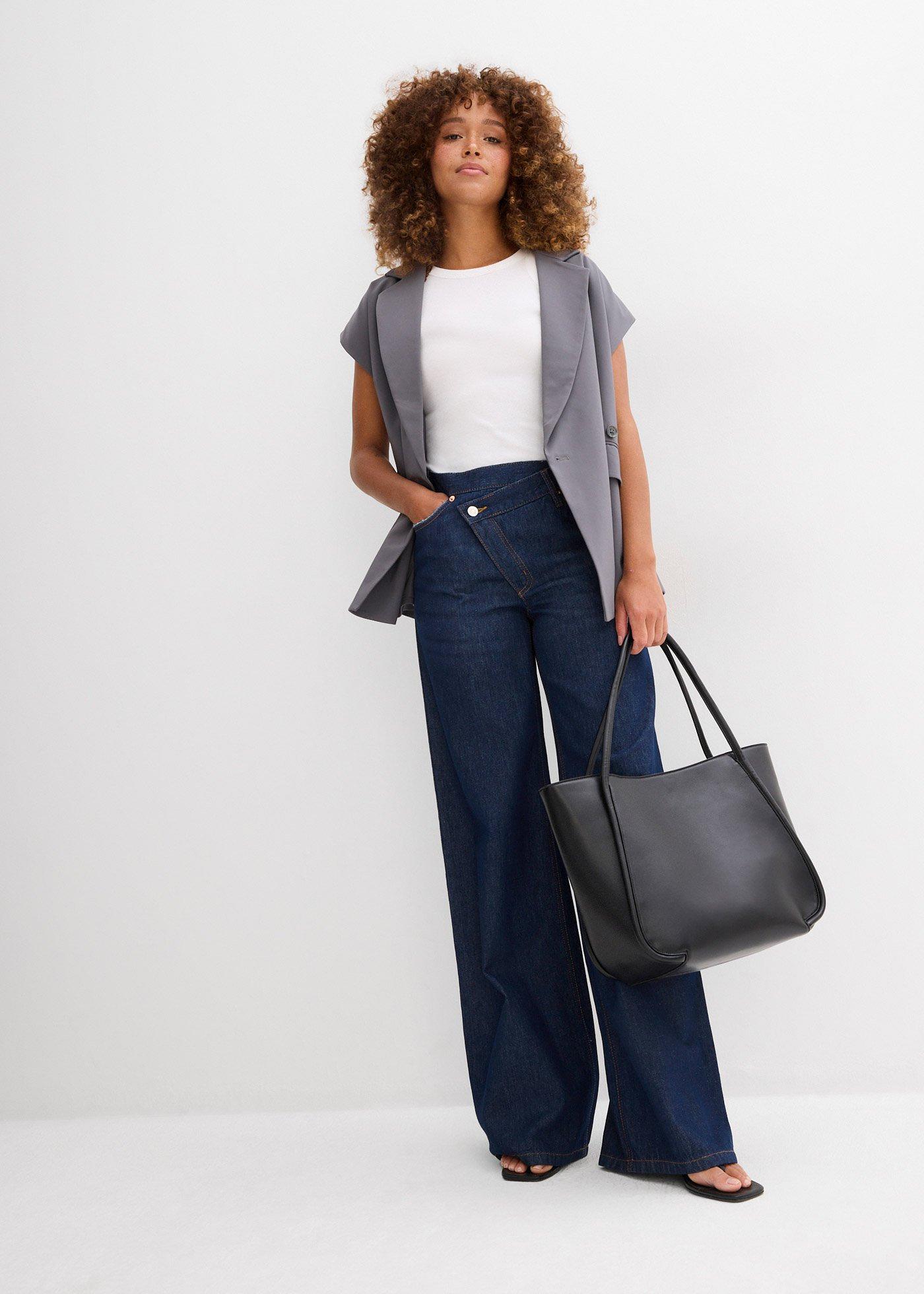Dżinsy Wide Leg, mid waist, low stretch - Bonprix