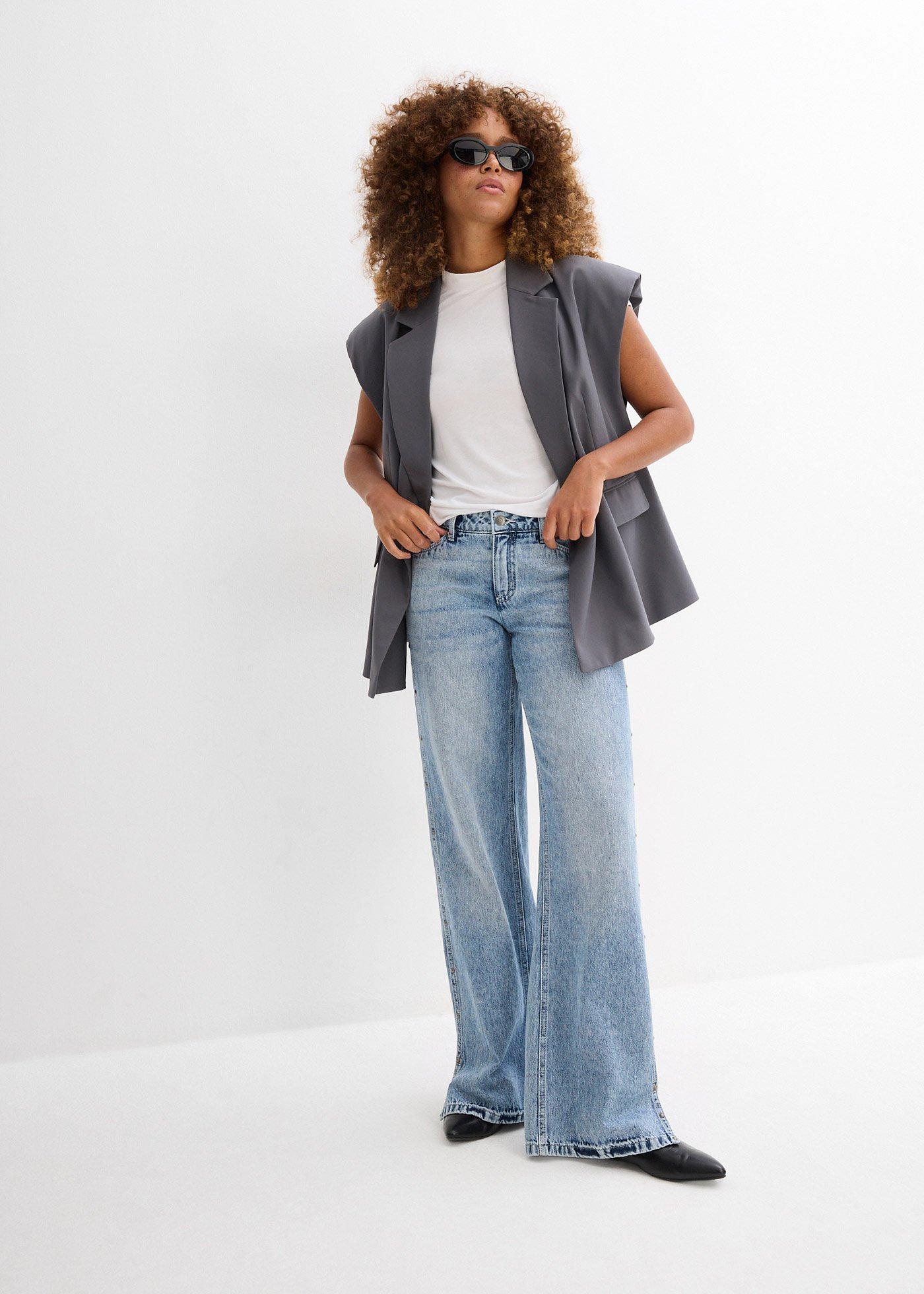 Dżinsy Loose Straight, mid waist, low stretch - Bonprix