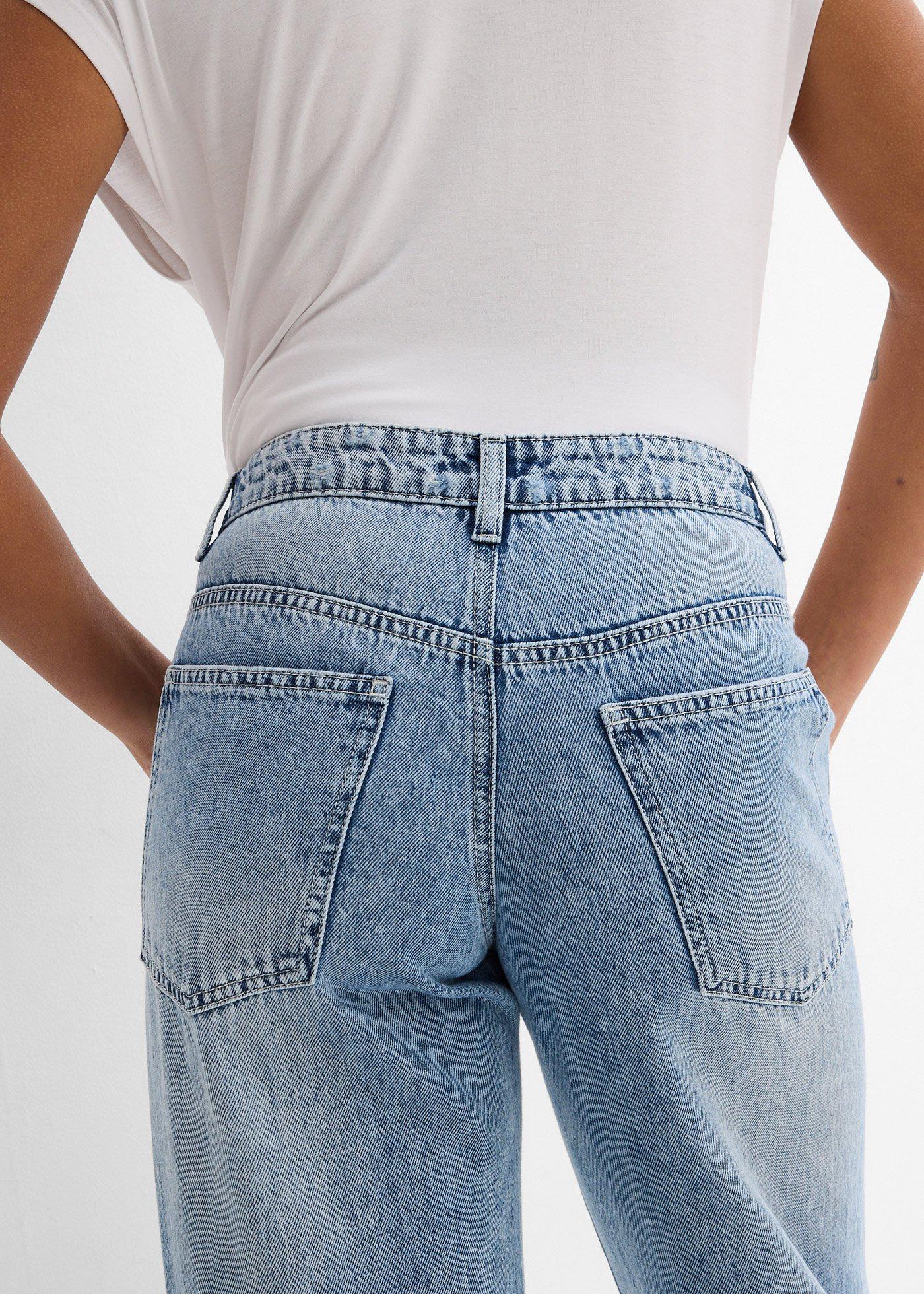 Dżinsy Loose Straight, mid waist, low stretch - Bonprix