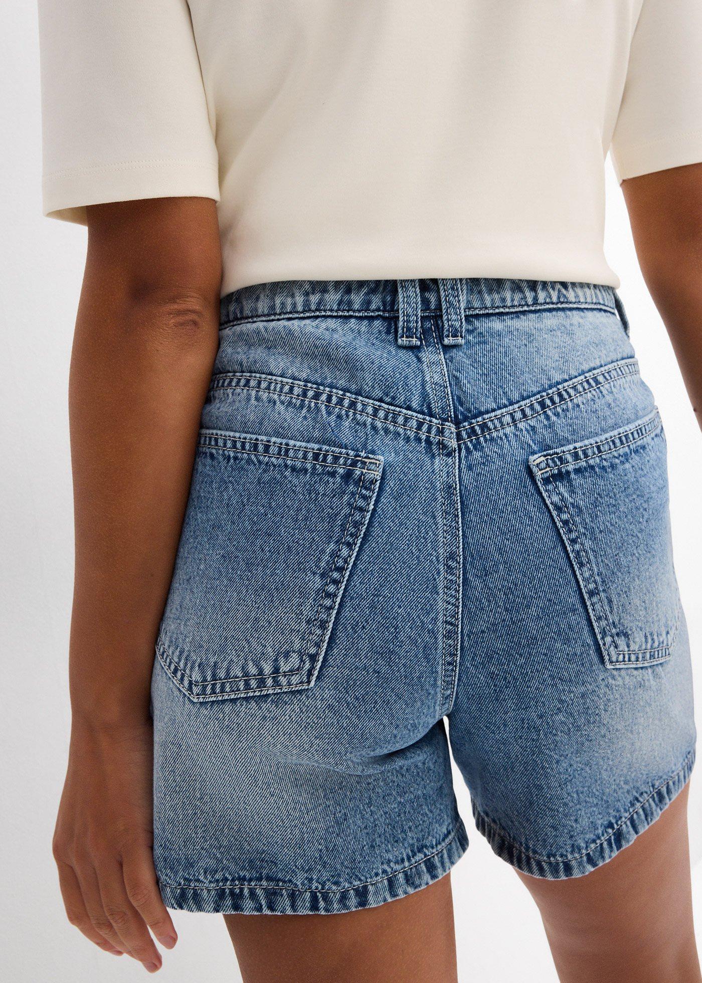 Szorty dżinsowe high waist, low stretch - Bonprix