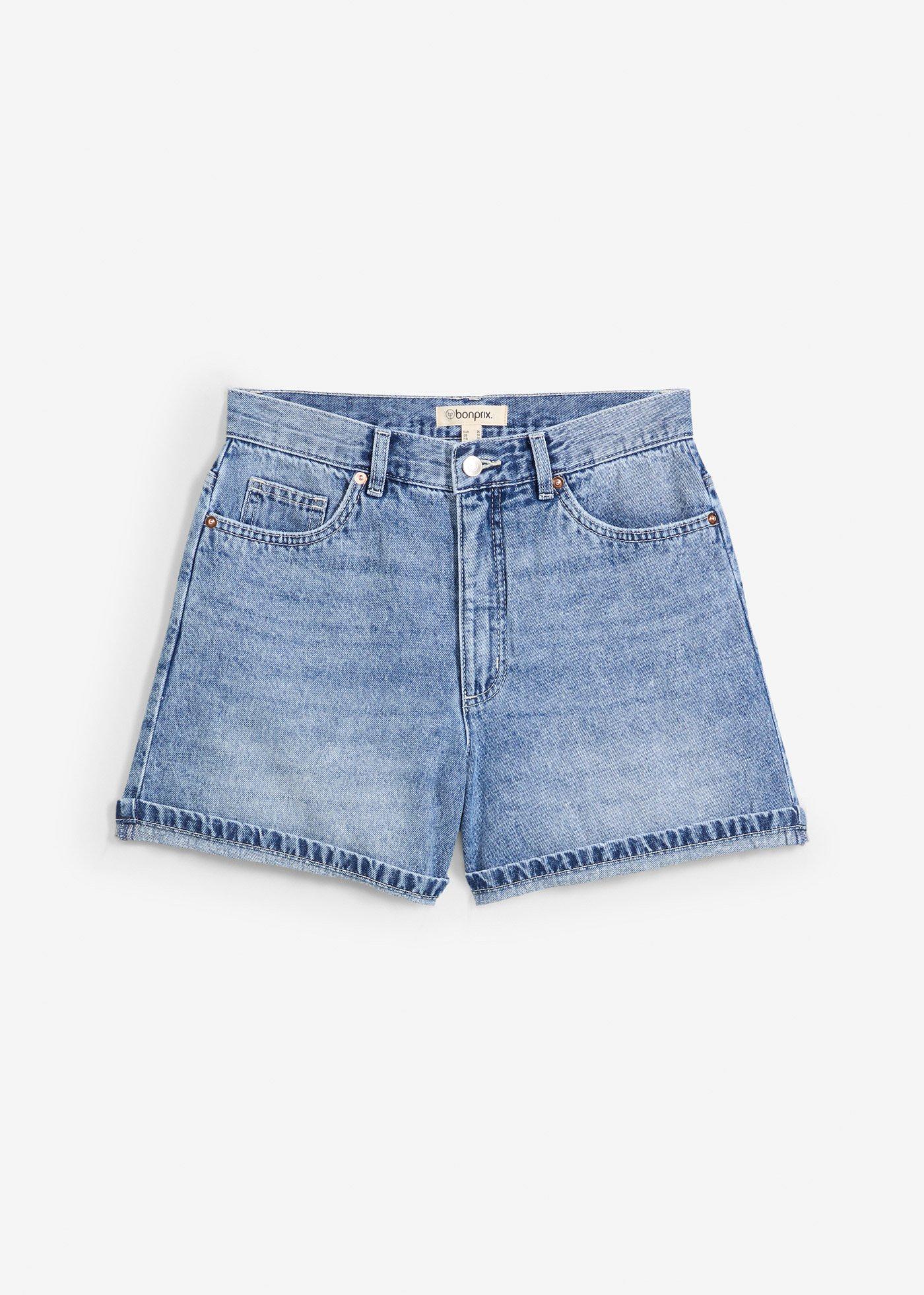 Short en jean taille haute, peu extensible