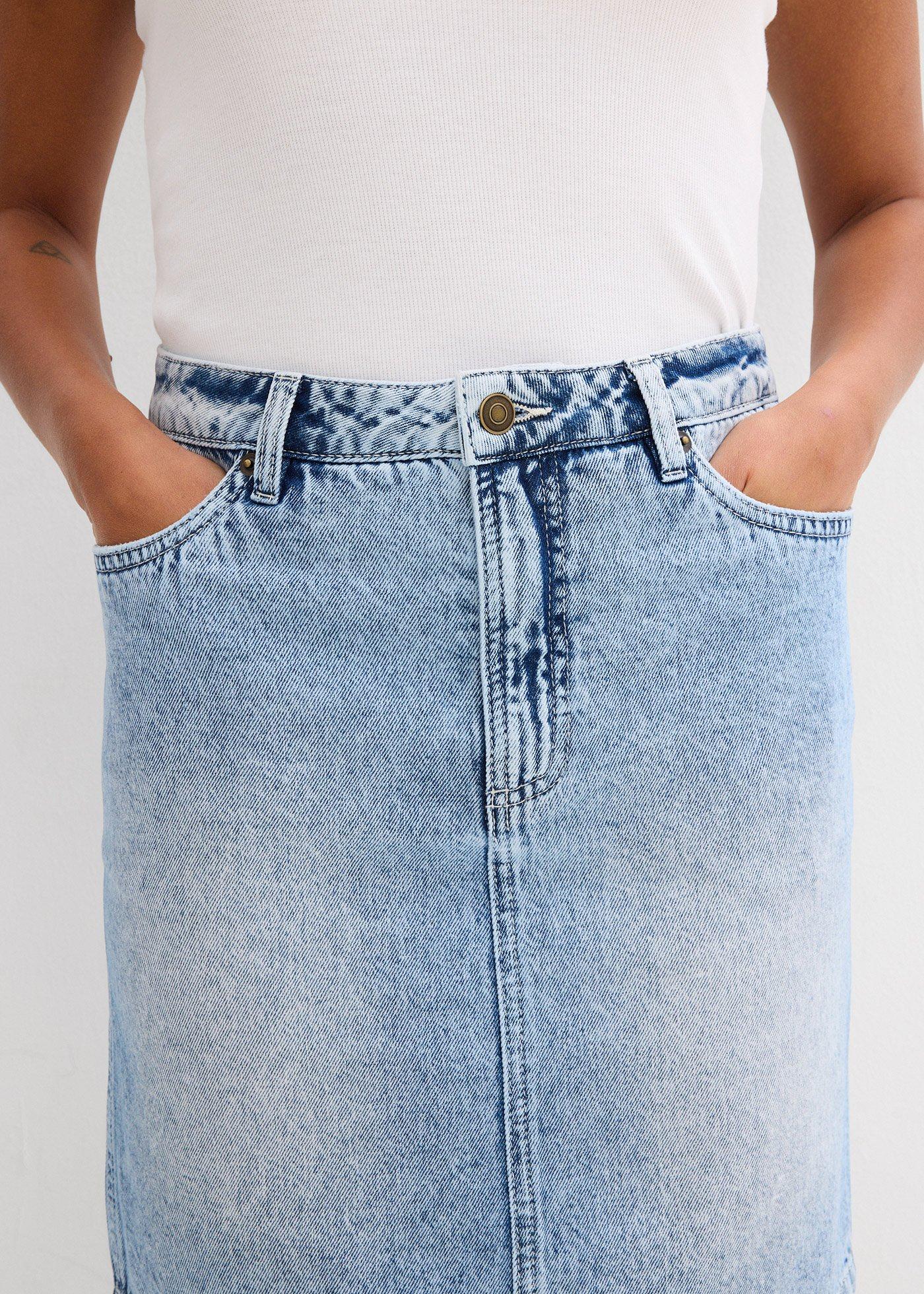 Spódnica dżinsowa mid waist, low stretch - Bonprix